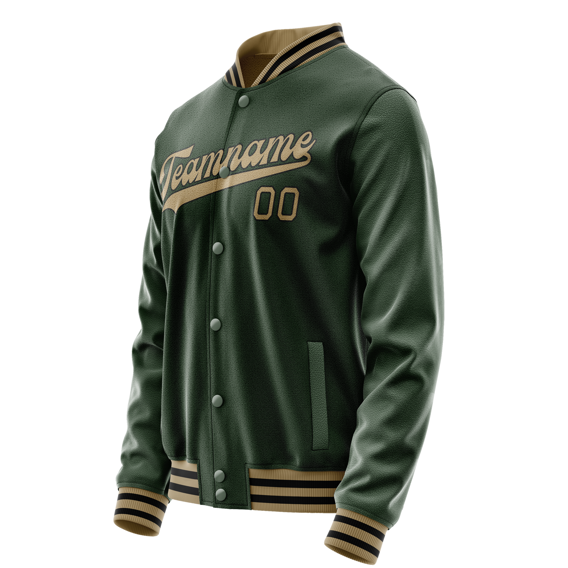 Custom Green Old-Gold Solid Color Varsity Letterman Jacket JA02240617JG200