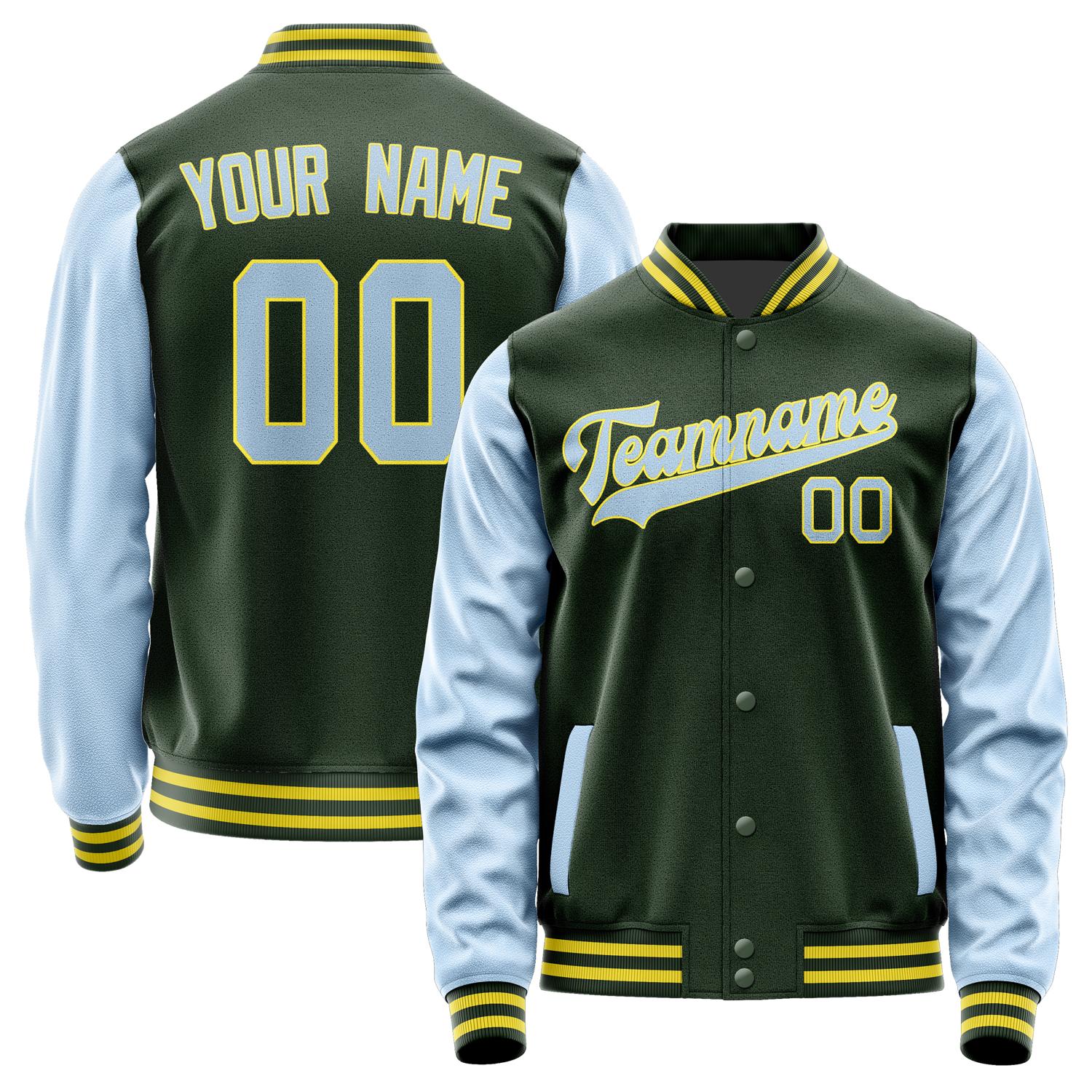 Custom Dark Green Light Blue Jacket JA0606080626B32608