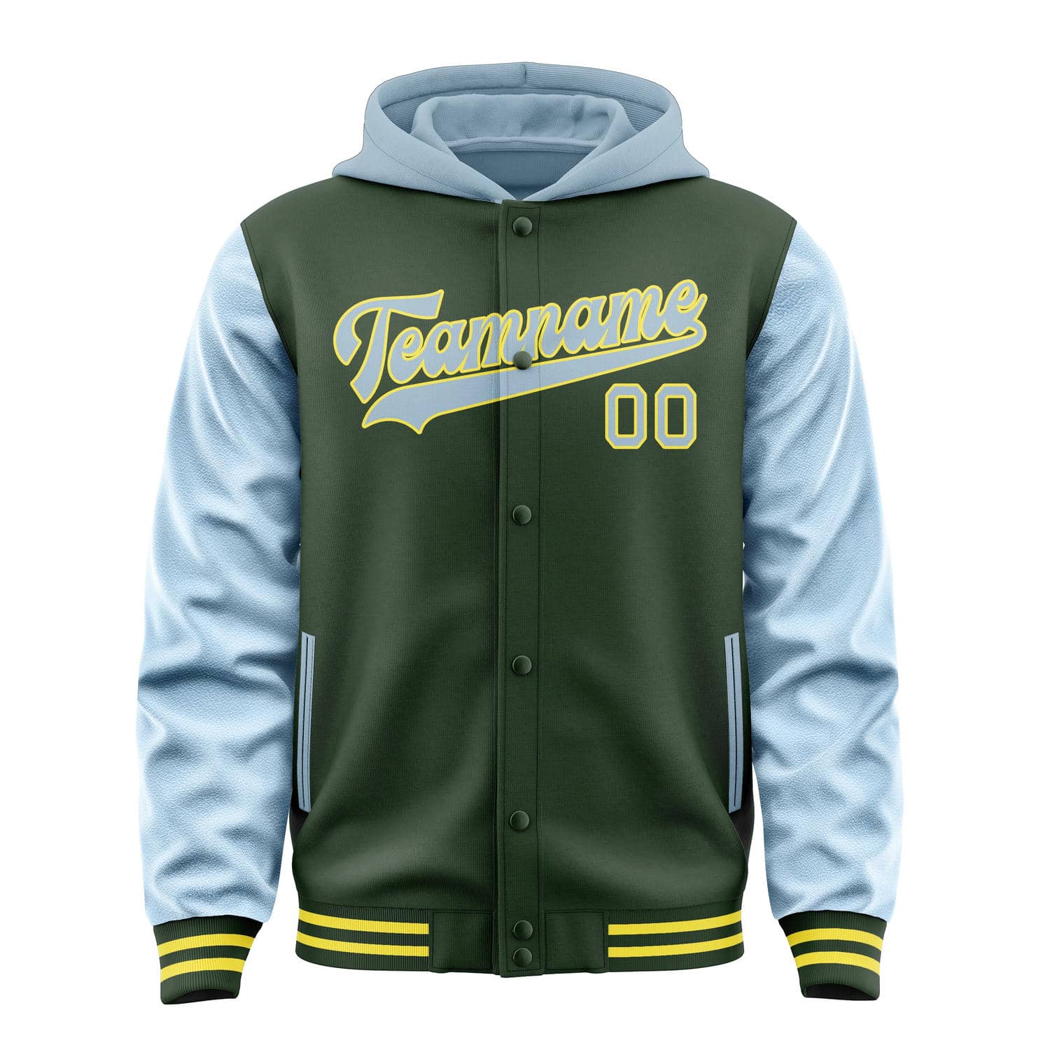 Custom Dark Green Light Blue Jacket