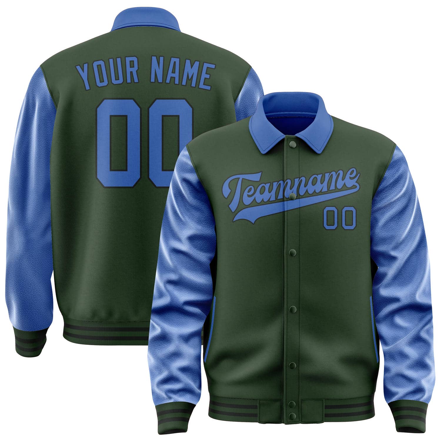 Custom Dark Green Sky Blue Jacket