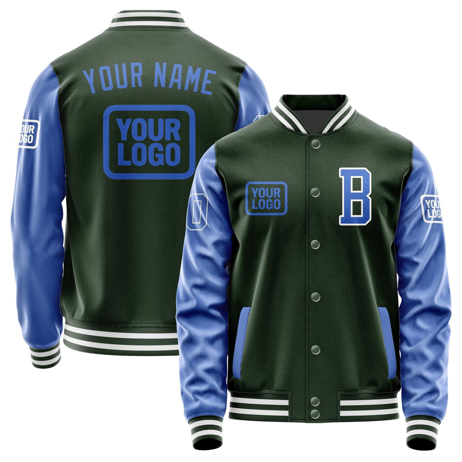 Custom Dark Green Sky Blue Jacket JA060609061818090918