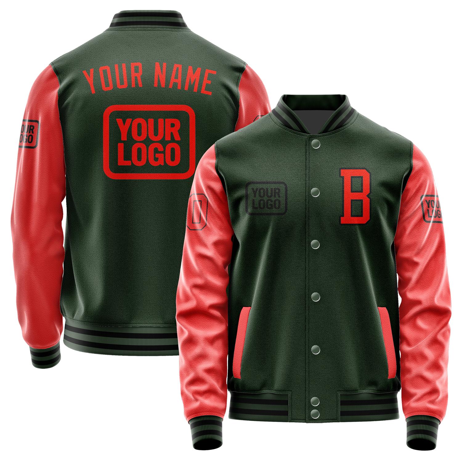 Custom Dark Green Orange Red Jacket JA060612061717121217