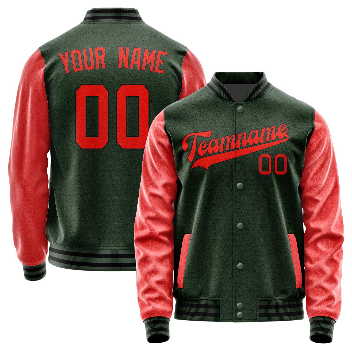 Custom Dark Green Orange Red Jacket JA0606120617B31712