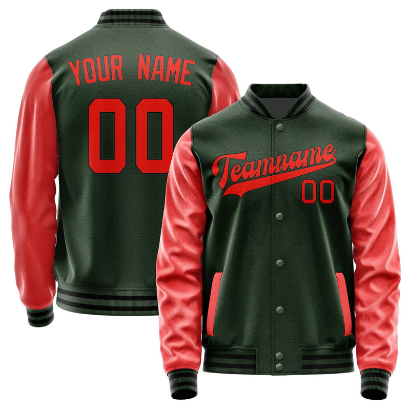 Custom Dark Green Orange Red Jacket JA0606120617B31712