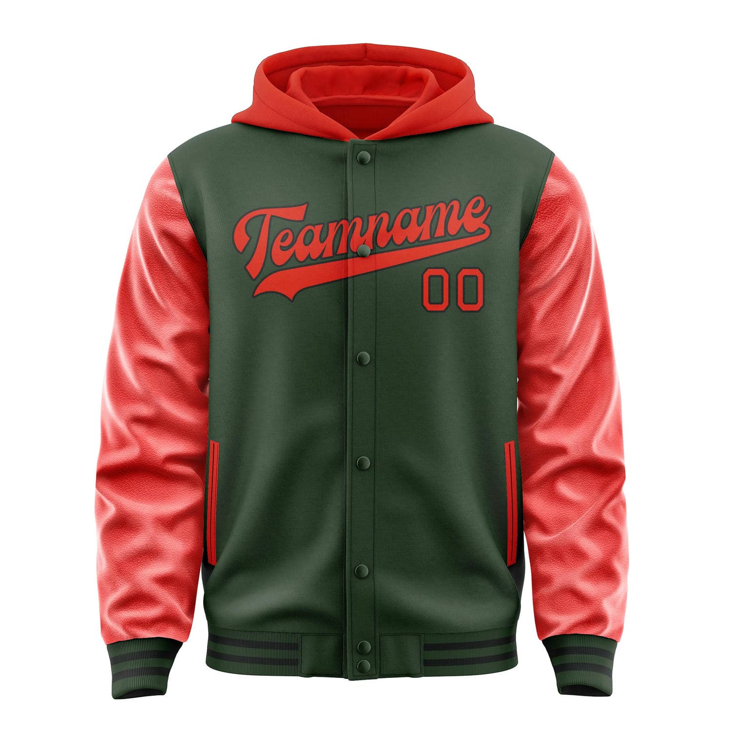 Custom Dark Green Orange Red Jacket