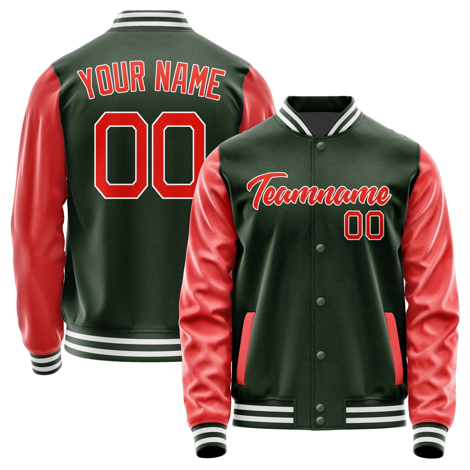 Custom Dark Green Orange Red Jacket JA0606120618B21812