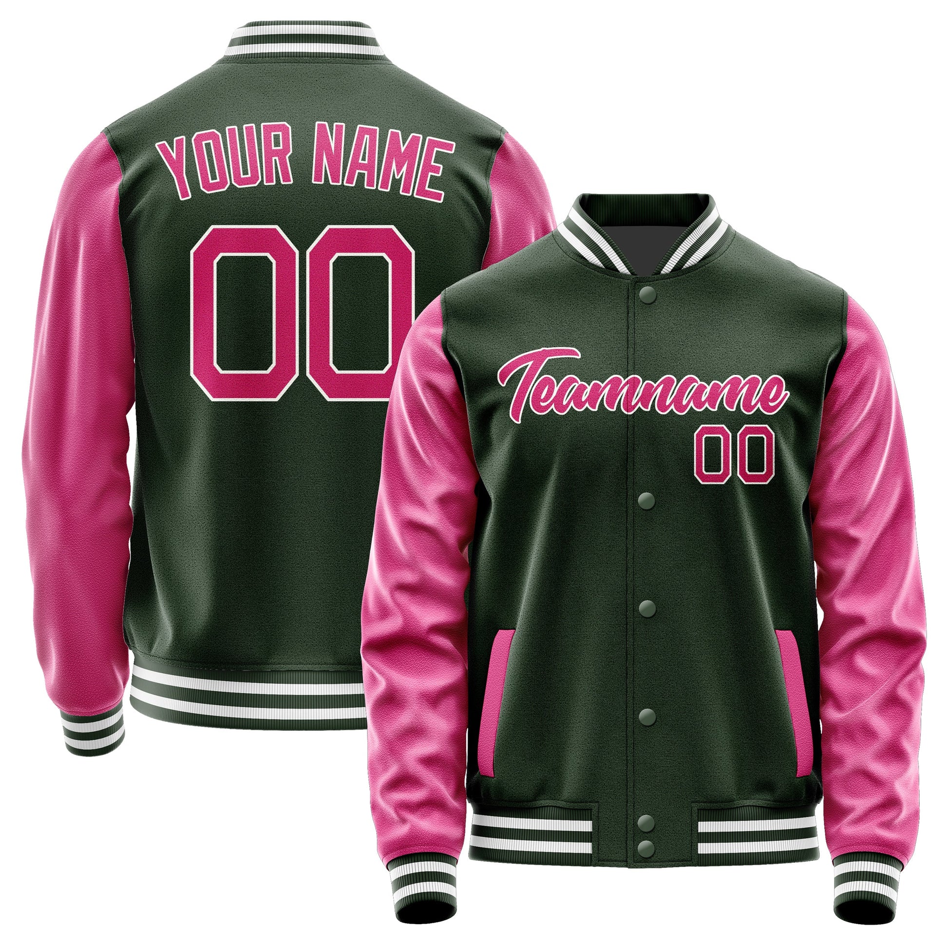 Custom Dark Green Pink Jacket JA0606130618B21813