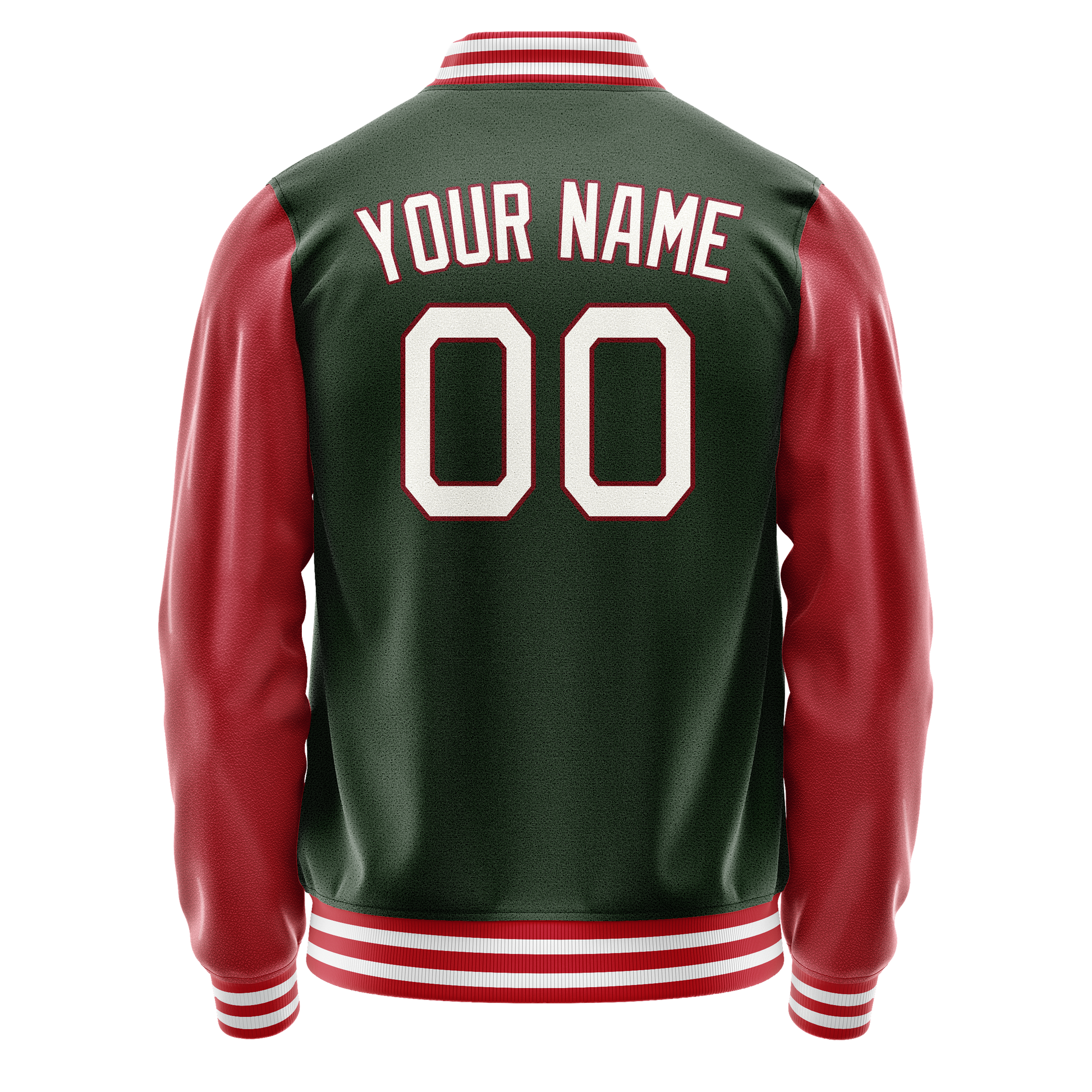 Custom Green Crimson Solid Color Varsity Letterman Jacket JA02240617JG199