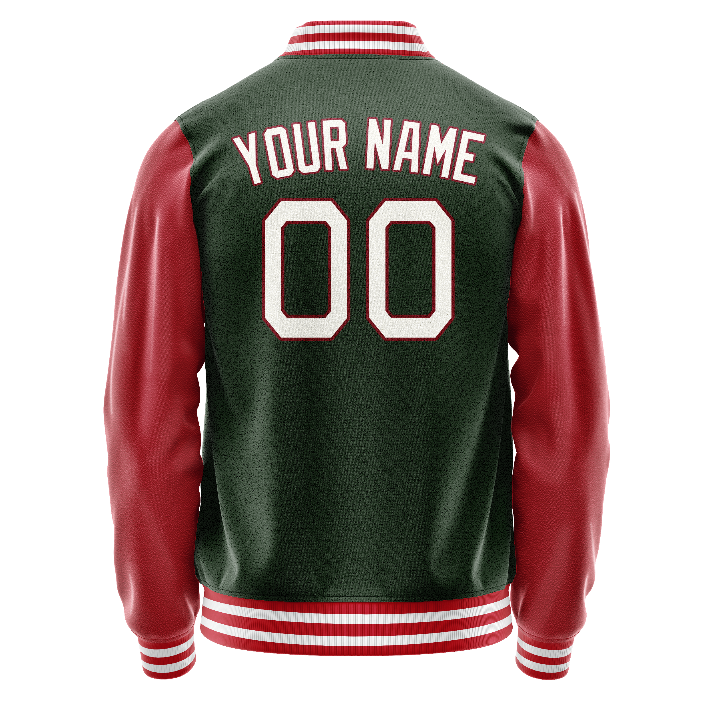 Custom Green Crimson Solid Color Varsity Letterman Jacket JA02240617JG199