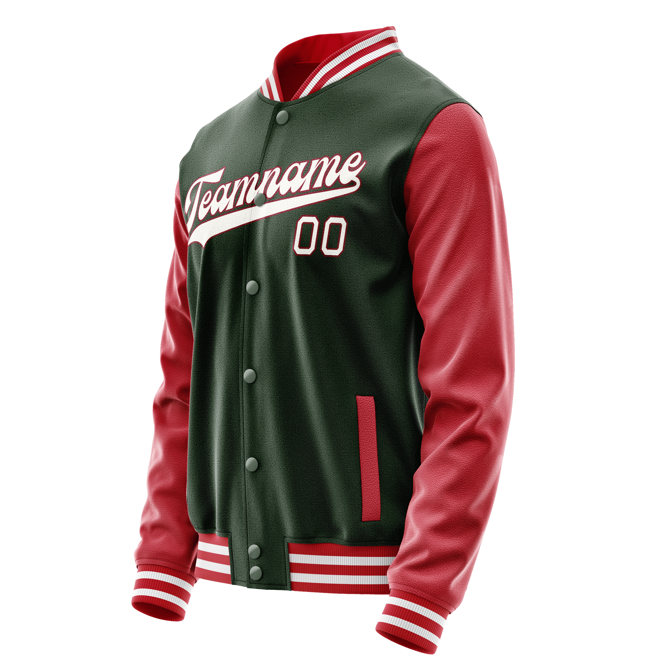 Custom Green Crimson Solid Color Varsity Letterman Jacket JA02240617JG199