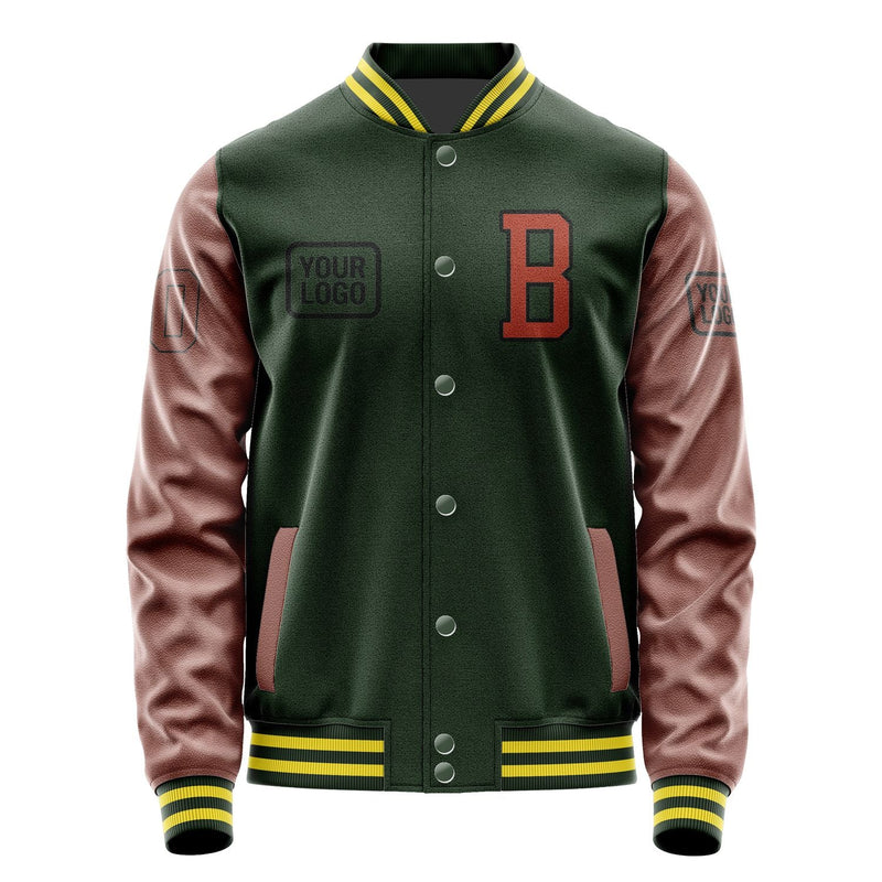 Custom Dark Green Coral Red Jacket JA060616062617161617