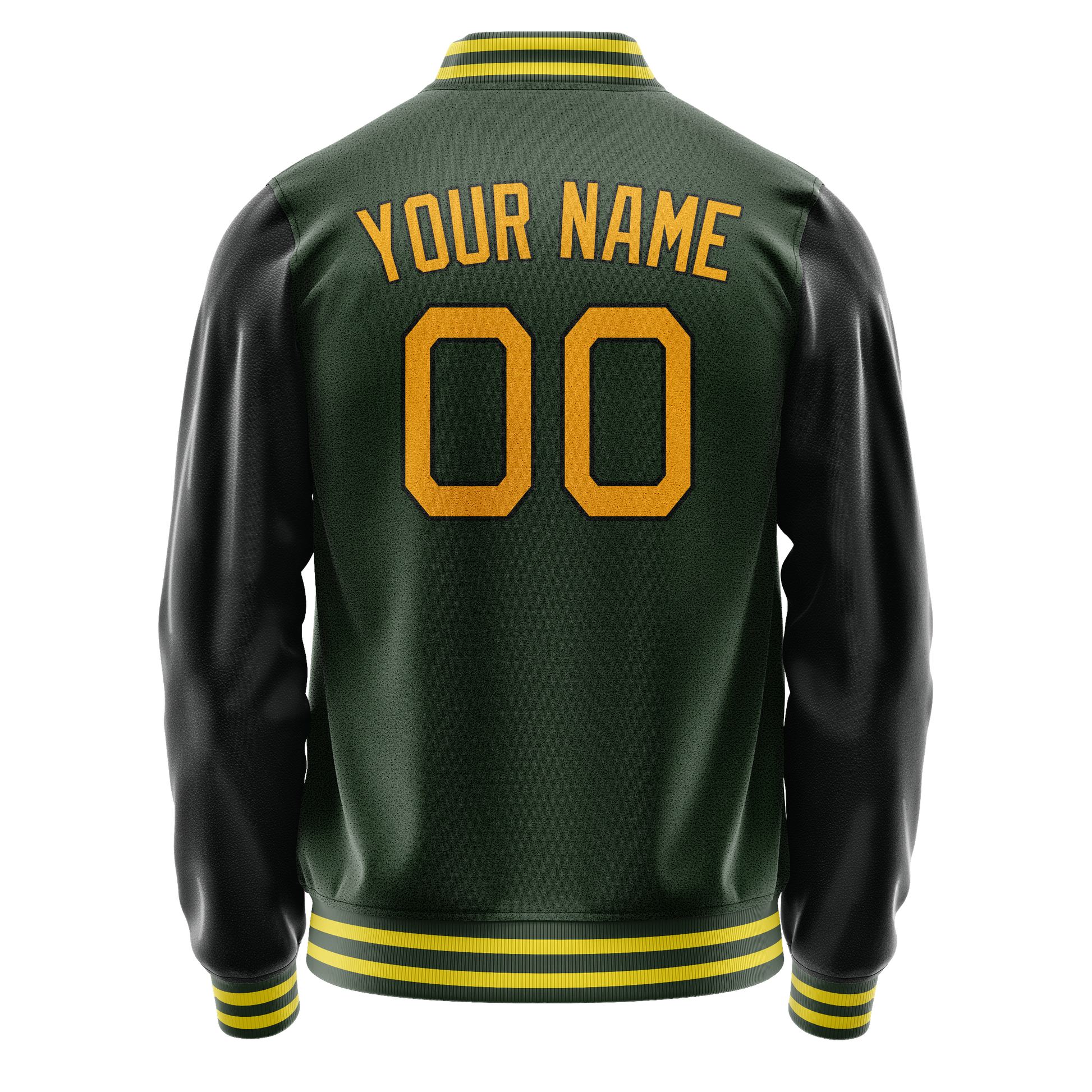 Custom Green Gold Solid Color Varsity Letterman Jacket JA02240617JG194