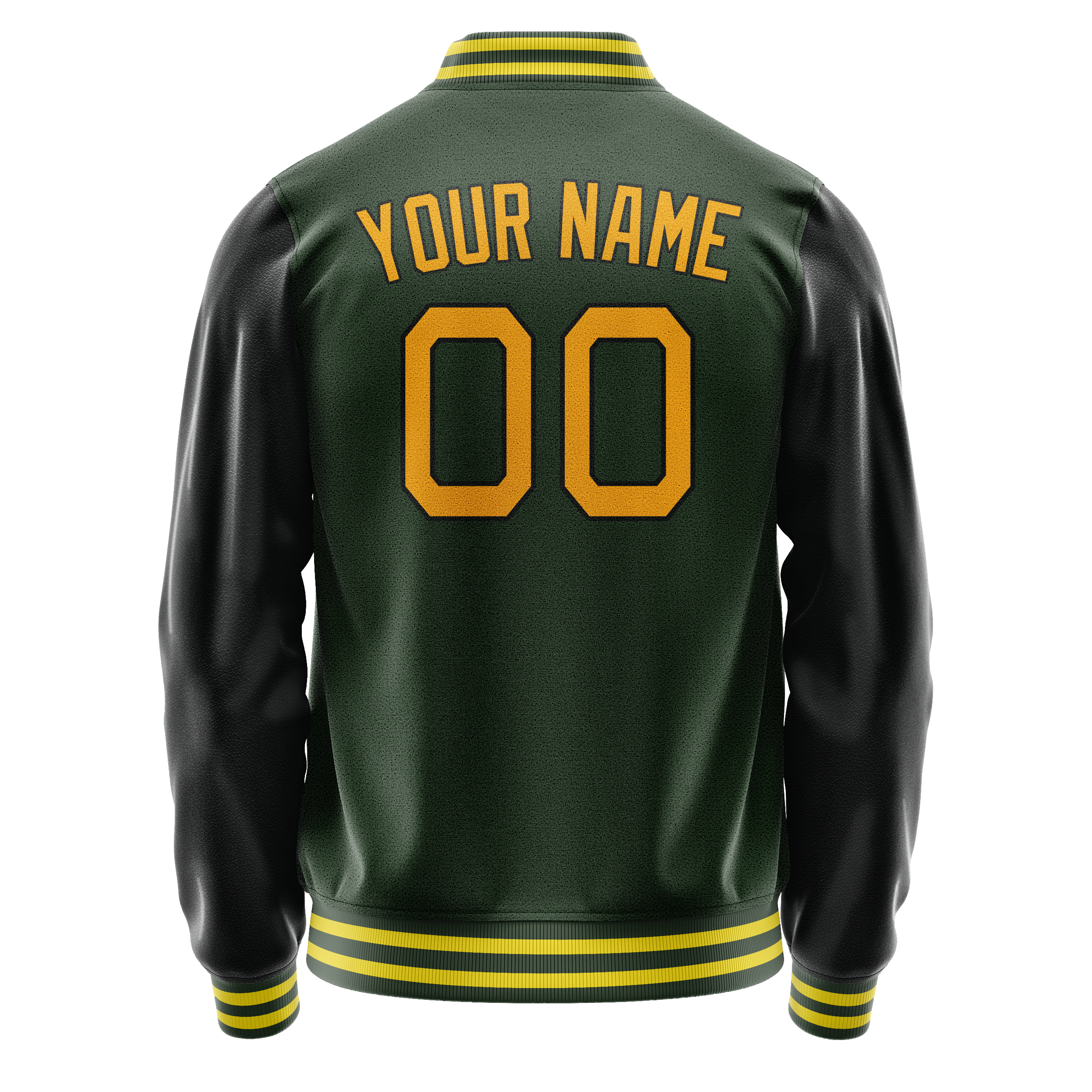 Custom Green Gold Solid Color Varsity Letterman Jacket JA02240617JG194