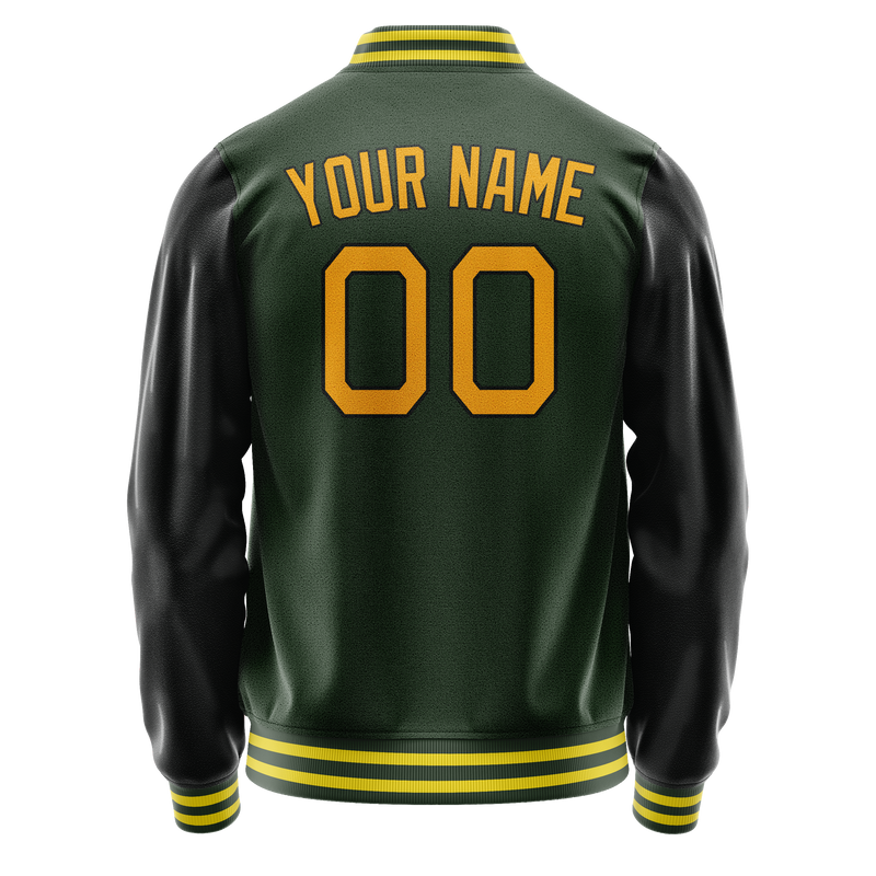 Custom Green Gold Solid Color Varsity Letterman Jacket JA02240617JG194