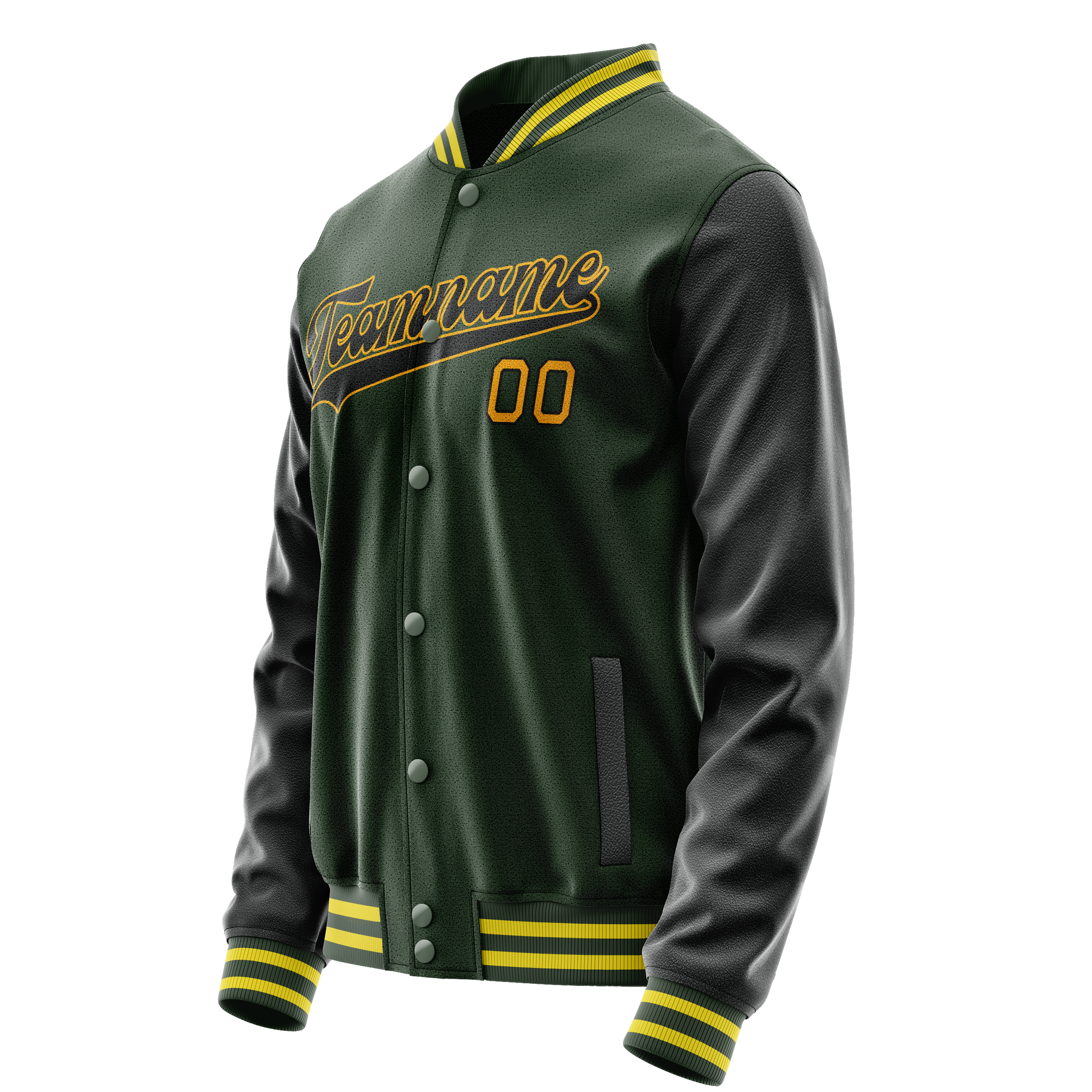 Custom Green Gold Solid Color Varsity Letterman Jacket JA02240617JG194