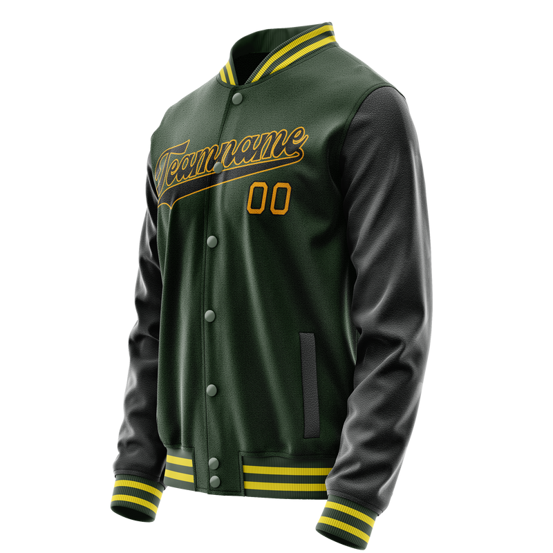 Custom Green Gold Solid Color Varsity Letterman Jacket JA02240617JG194