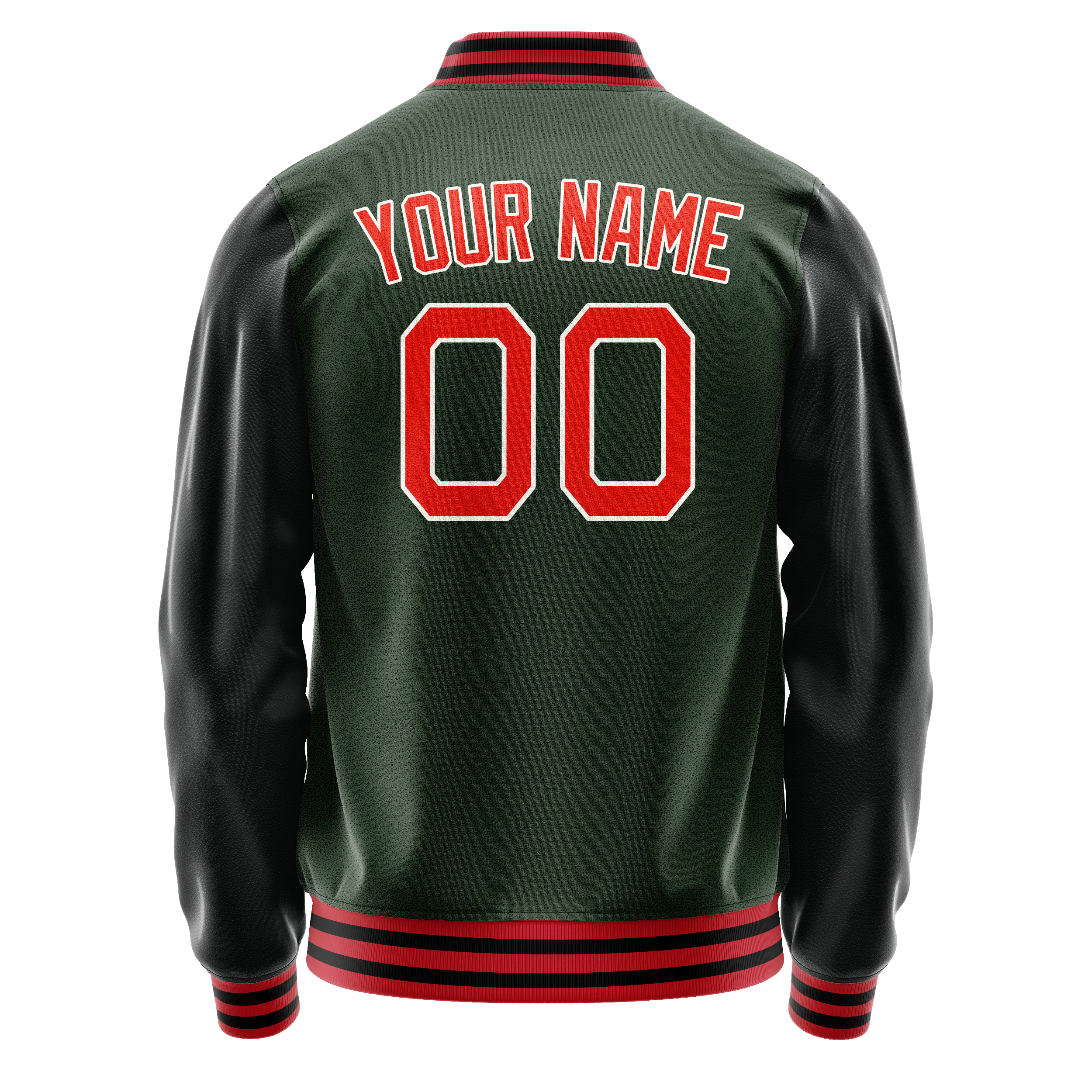 Custom Green Orange Solid Color Varsity Letterman Jacket JA02240617JG201