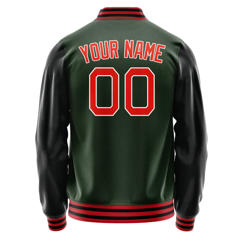 Custom Green Orange Solid Color Varsity Letterman Jacket JA02240617JG201