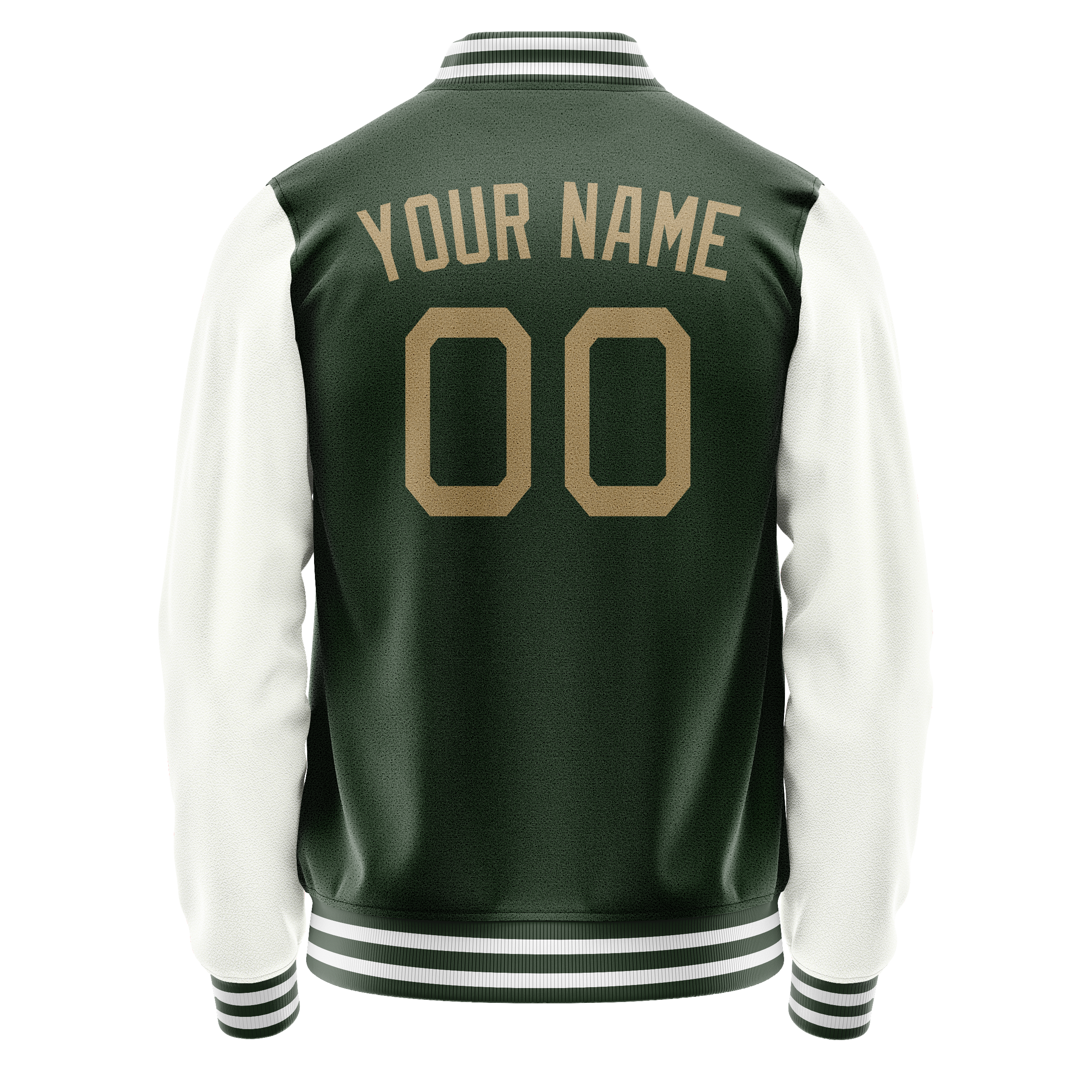 Custom Green White Solid Color Varsity Letterman Jacket JA02240617JG205