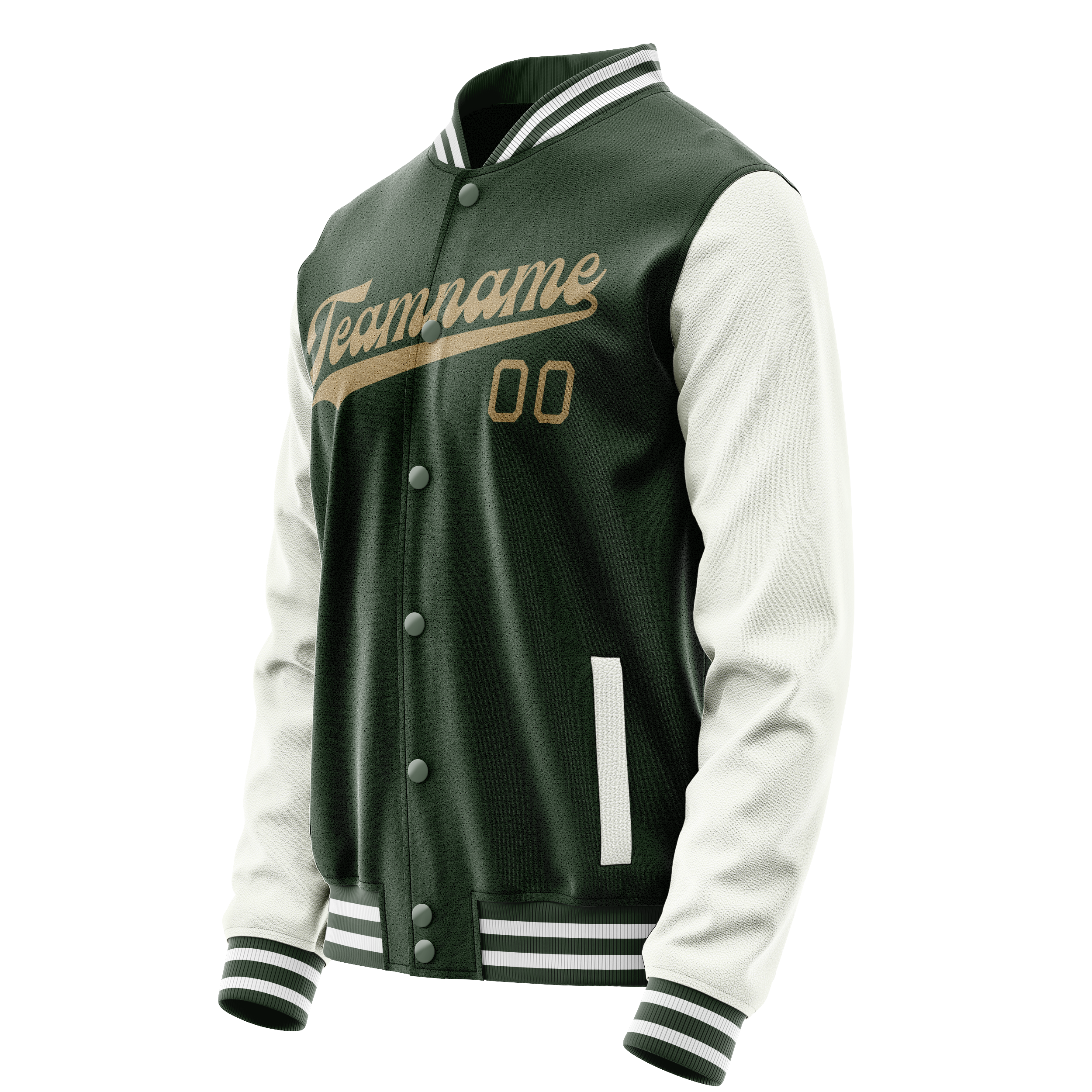 Custom Green White Solid Color Varsity Letterman Jacket JA02240617JG205