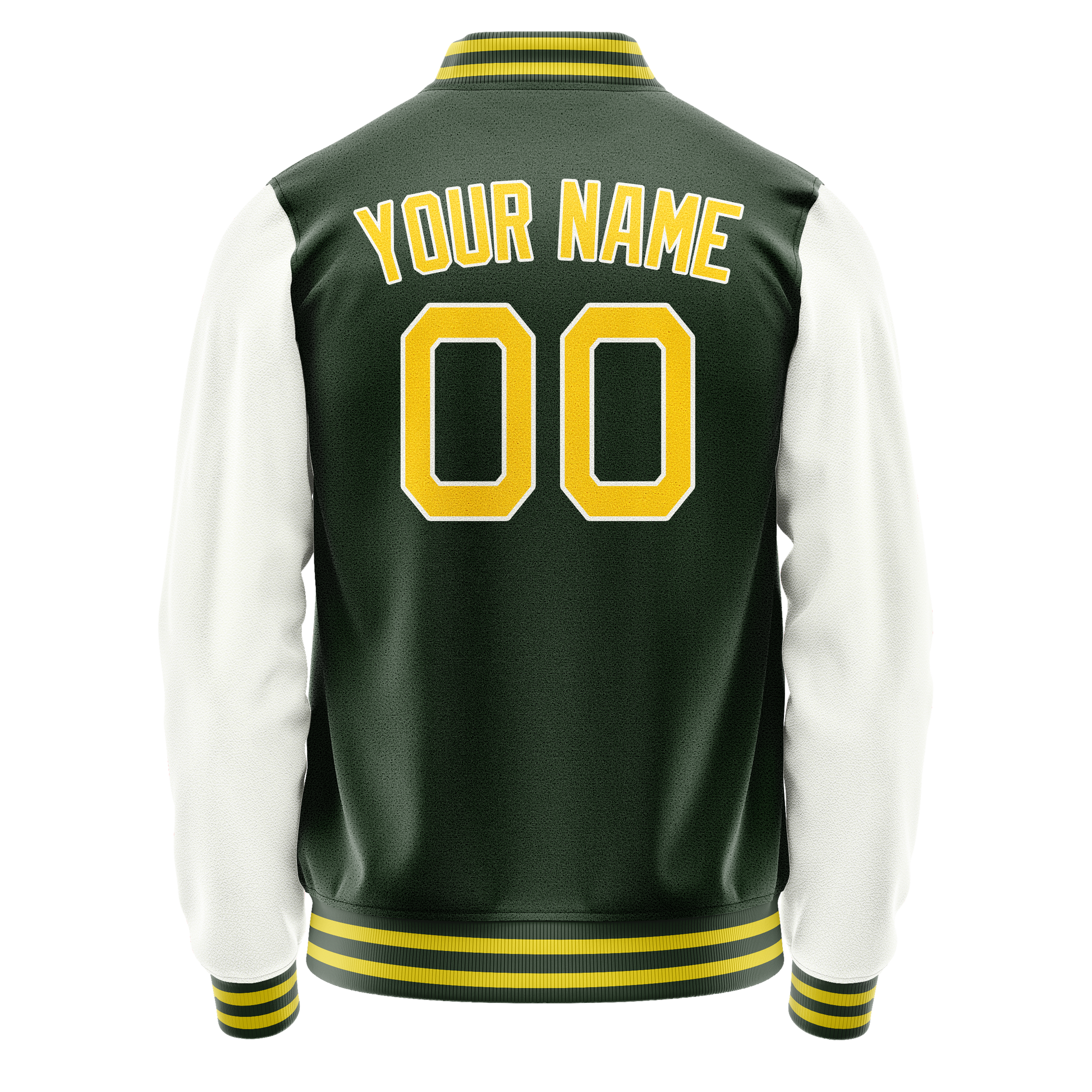 Custom Green White Solid Color Varsity Letterman Jacket JA02240617JG204