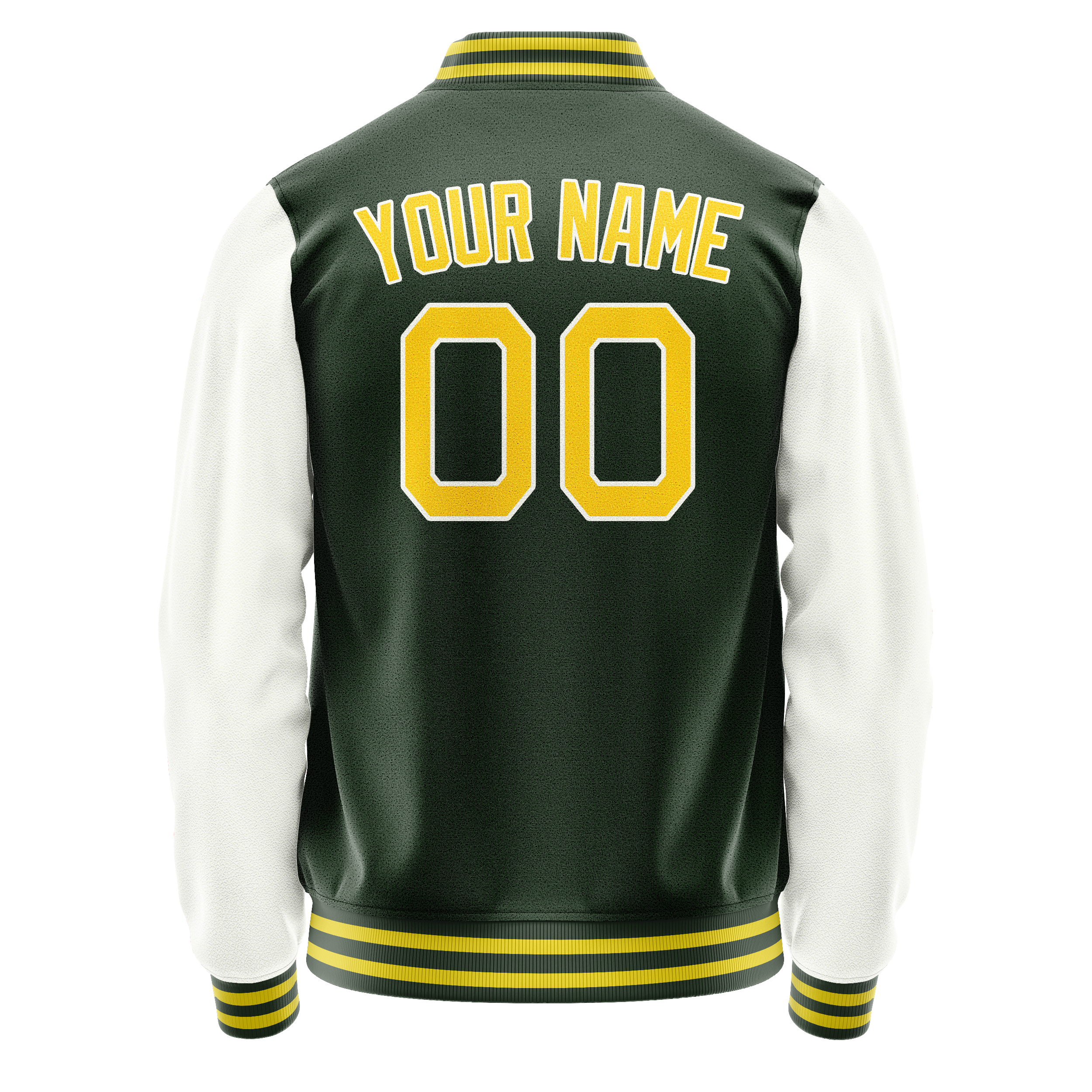 Custom Green White Solid Color Varsity Letterman Jacket JA02240617JG204