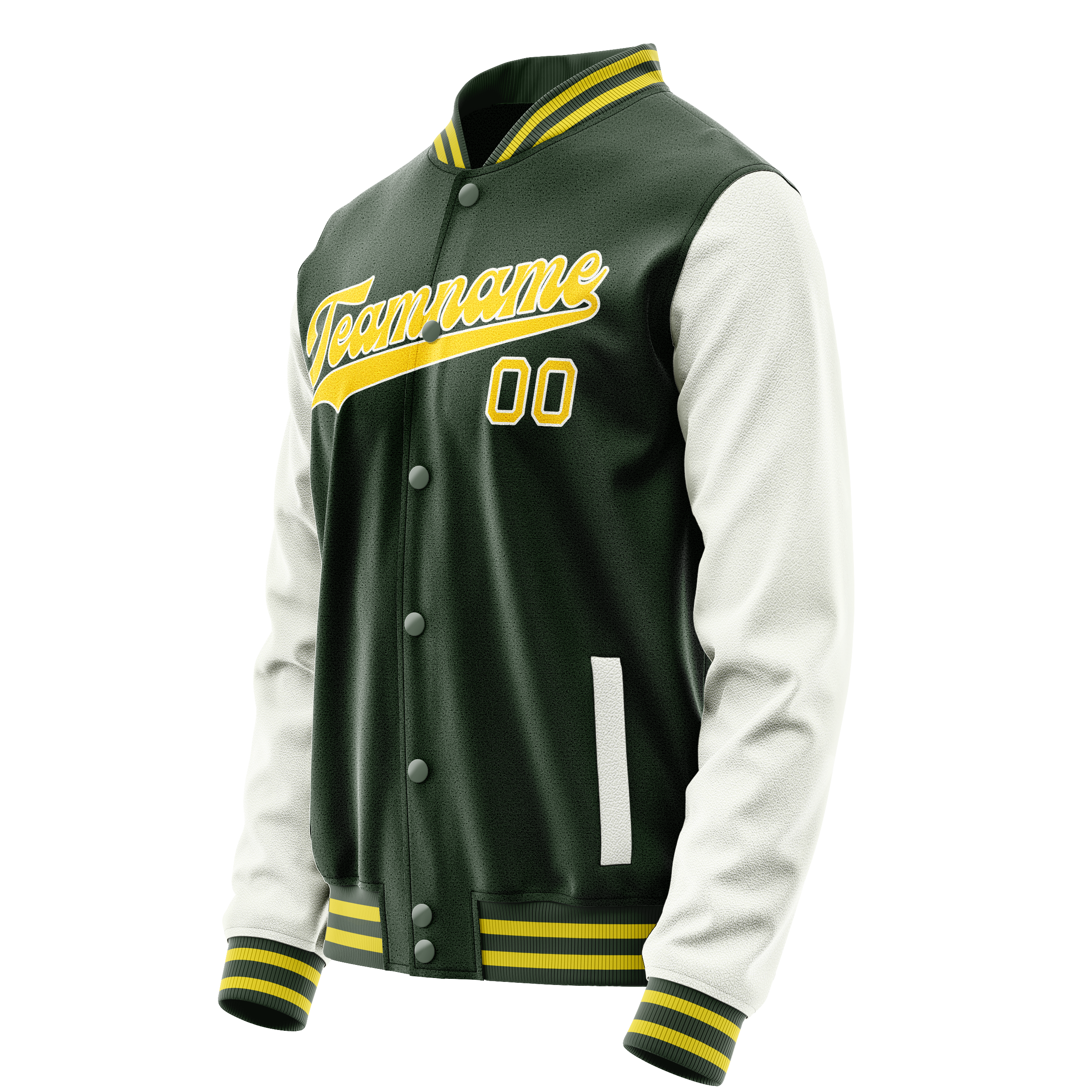 Custom Green White Solid Color Varsity Letterman Jacket JA02240617JG204