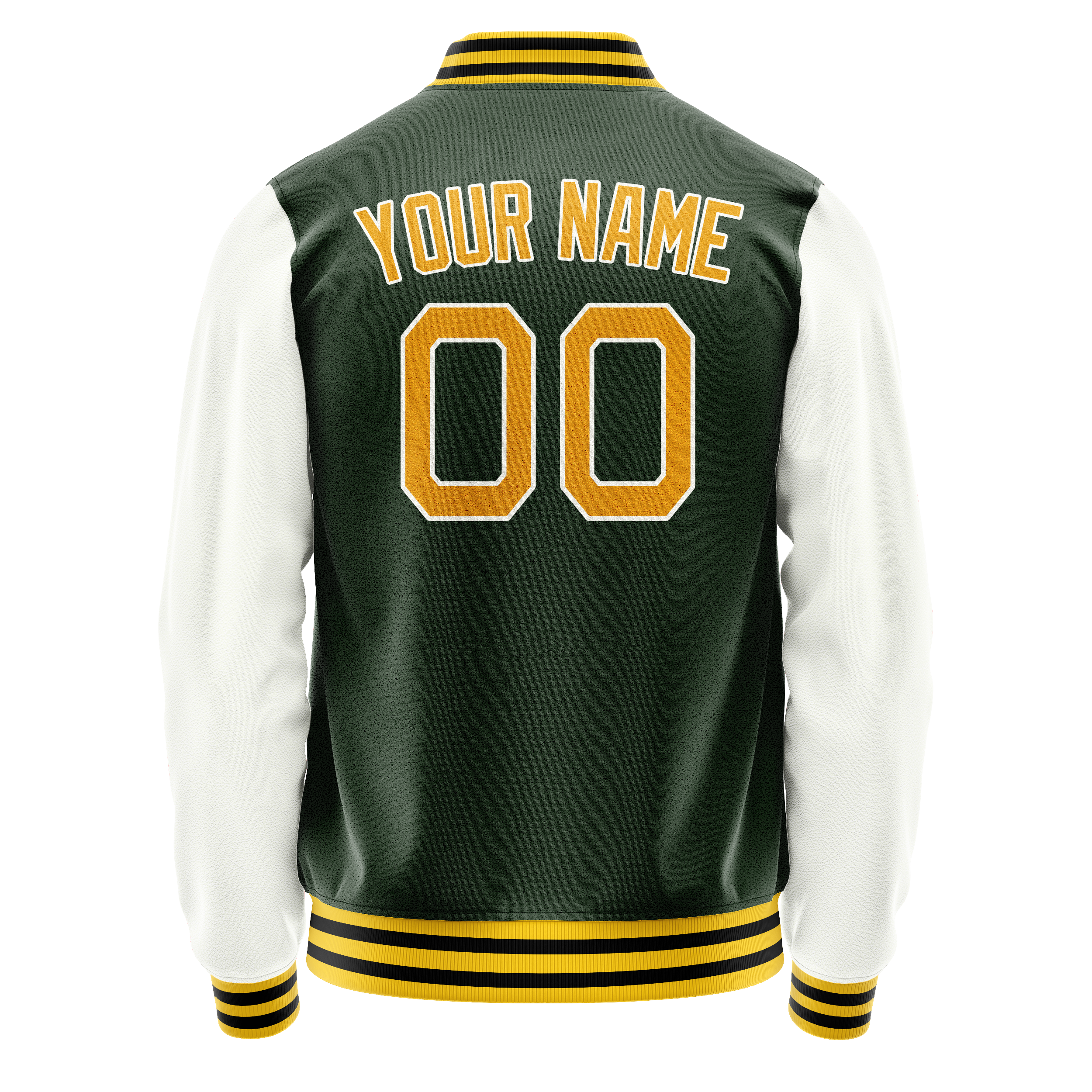 Custom Green Gold Solid Color Varsity Letterman Jacket JA02240617JG191