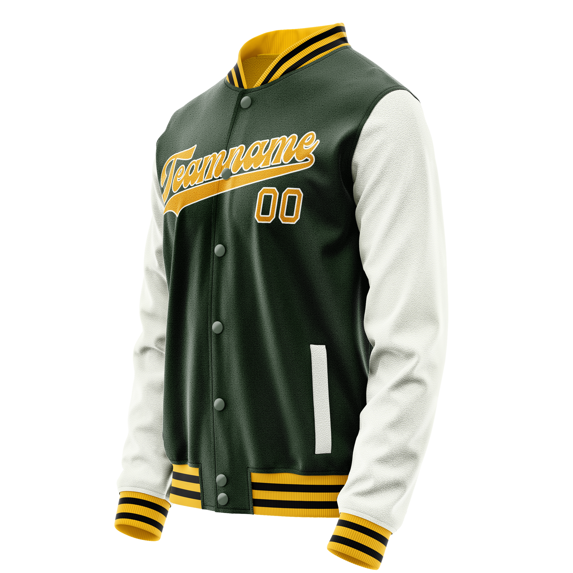 Custom Green Gold Solid Color Varsity Letterman Jacket JA02240617JG191