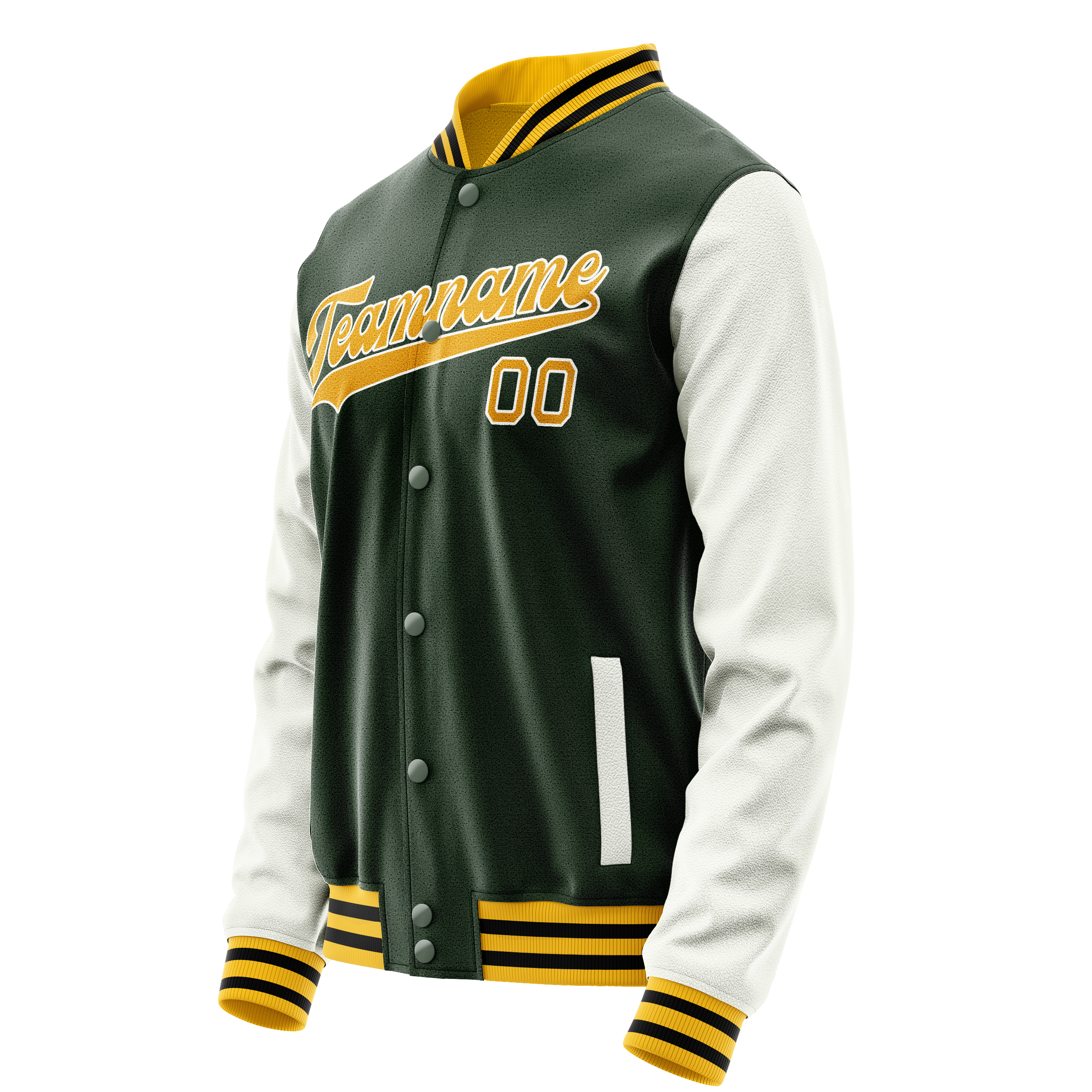Custom Green Gold Solid Color Varsity Letterman Jacket JA02240617JG191