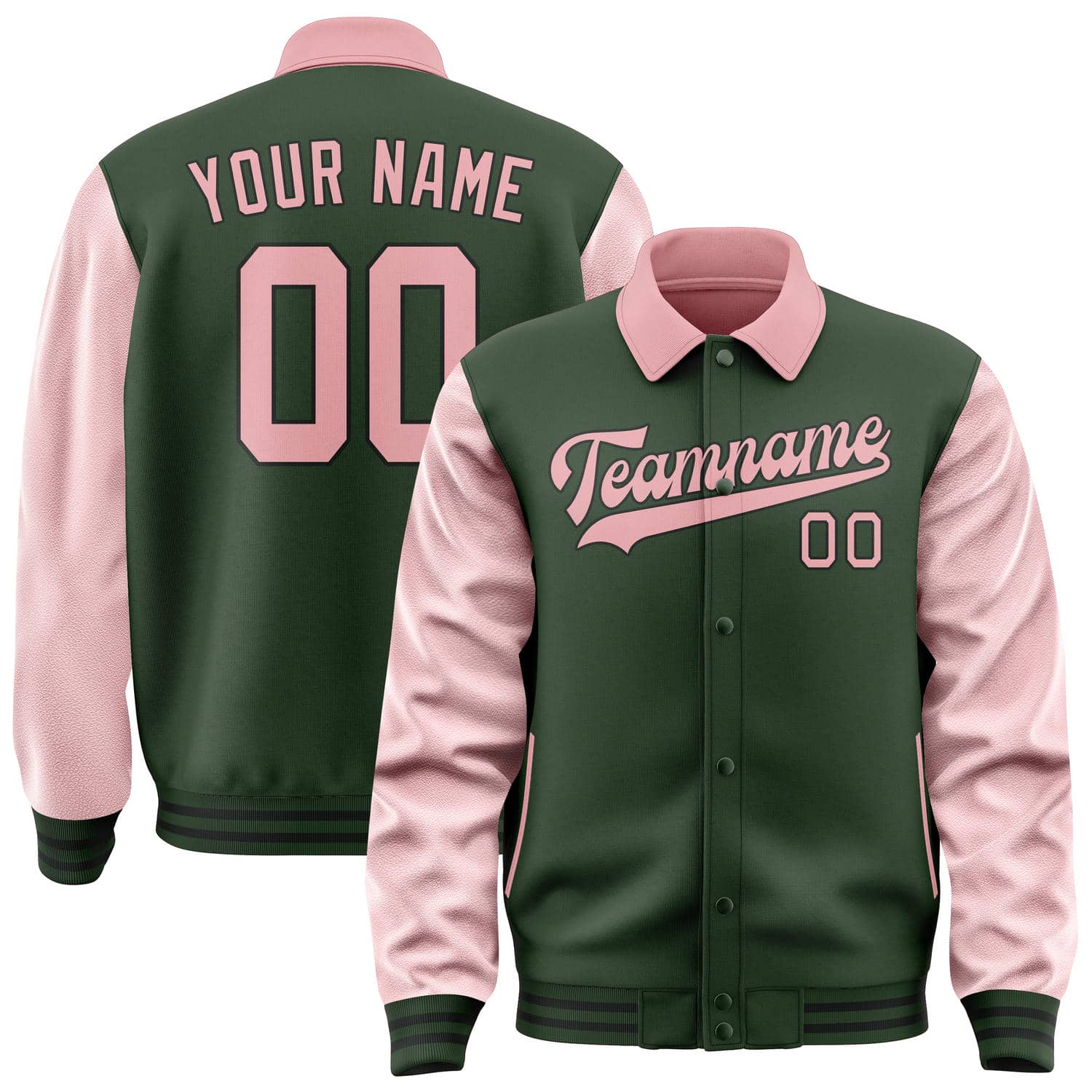 Custom Dark Green Light Pink Jacket