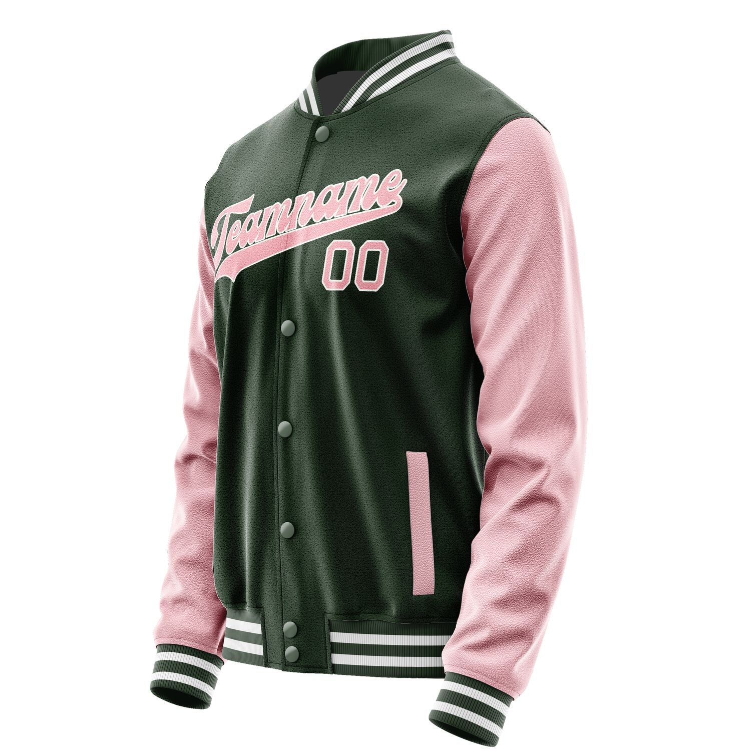 Custom Dark Green Light Pink Jacket JA0606210618B31821