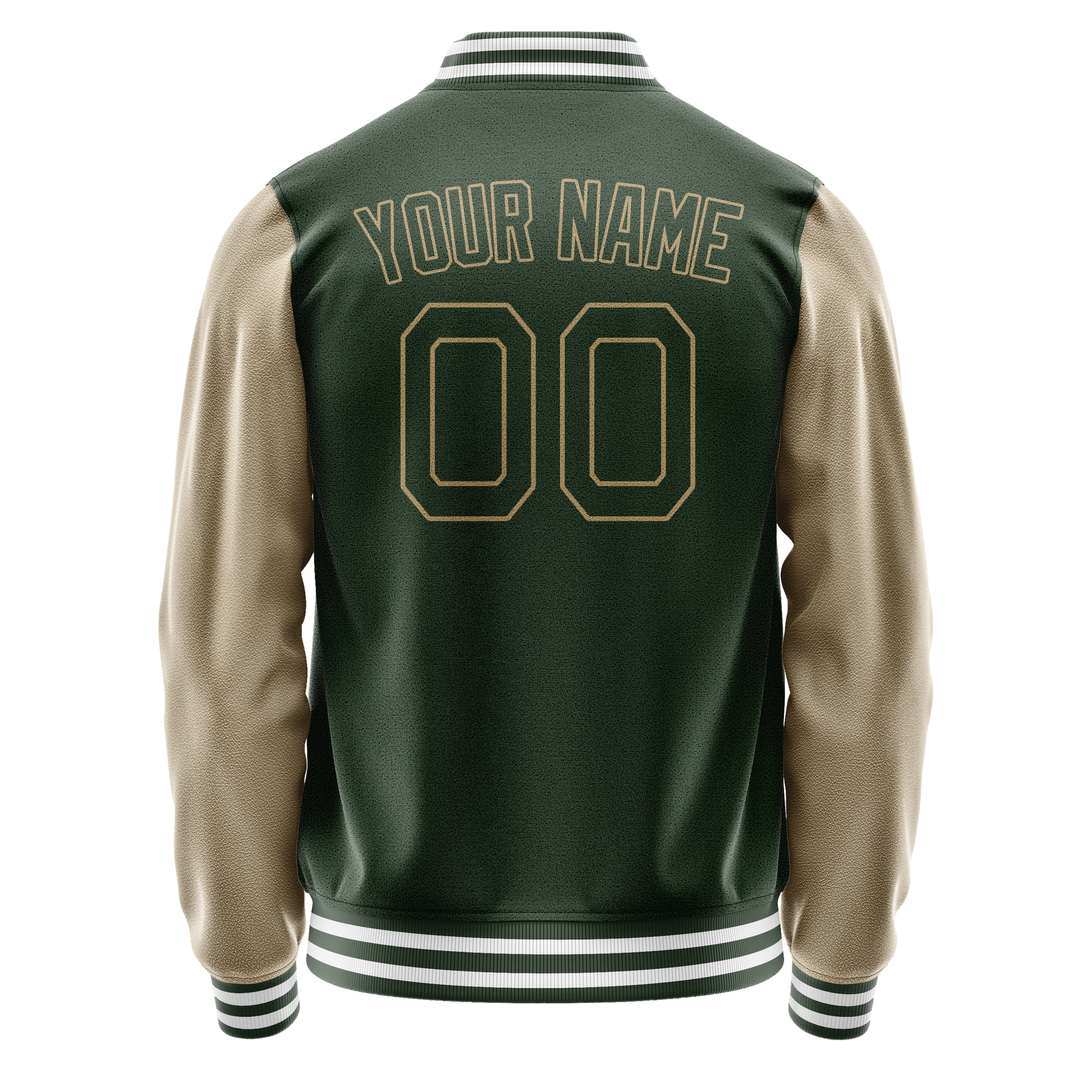 Custom Green Cream Solid Color Varsity Letterman Jacket JA02240617JG184