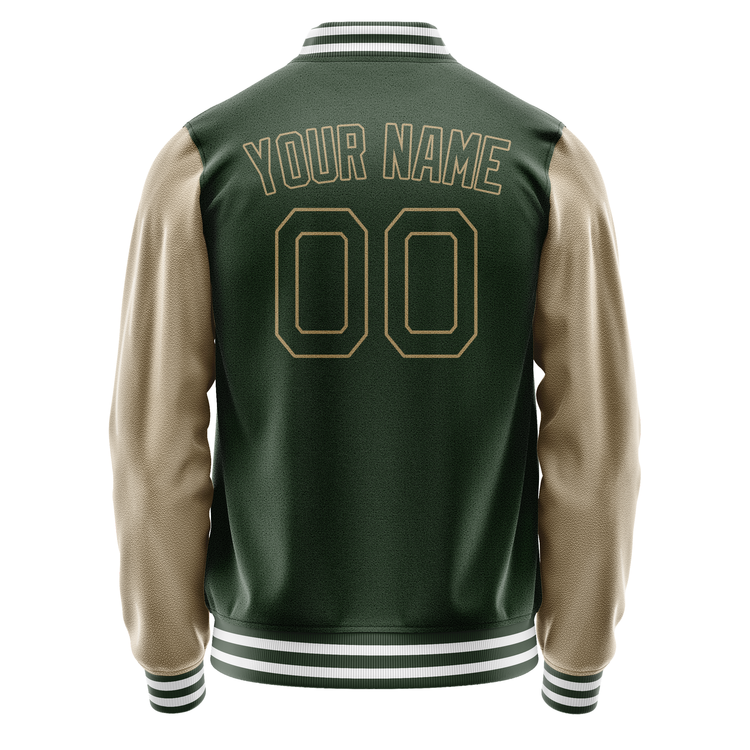 Custom Green Cream Solid Color Varsity Letterman Jacket JA02240617JG184