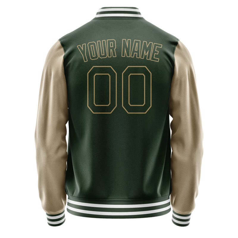 Custom Green Cream Solid Color Varsity Letterman Jacket JA02240617JG184