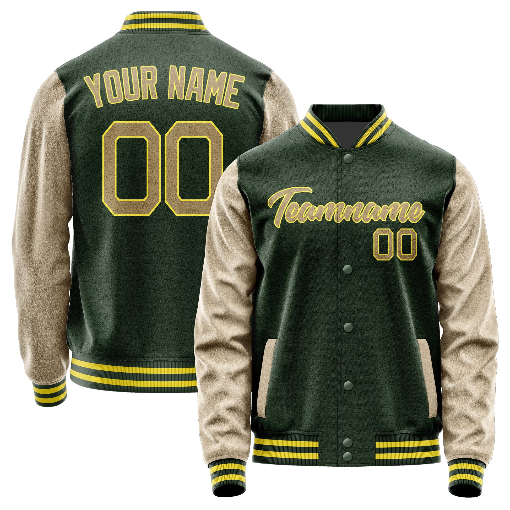 Custom Dark Green Light Khaki Jacket JA0606250626B22625