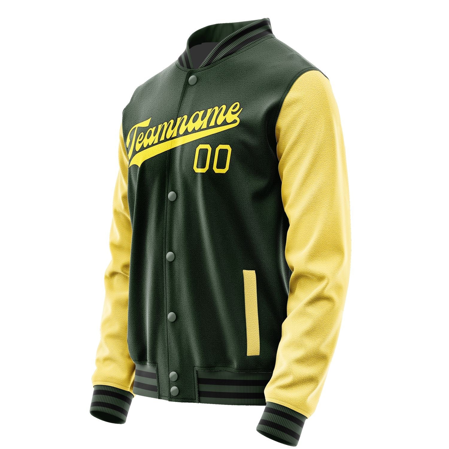 Custom Dark Green Light Yellow Jacket JA0606260617B31726