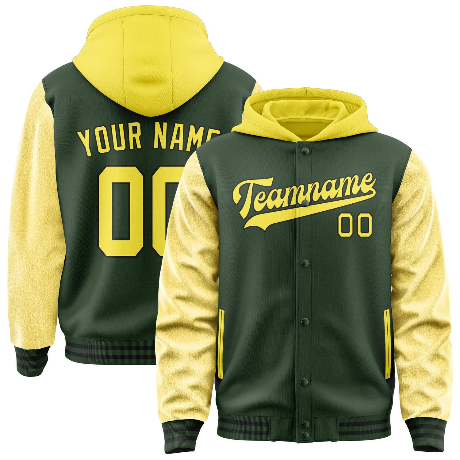 Custom Dark Green Light Yellow Jacket