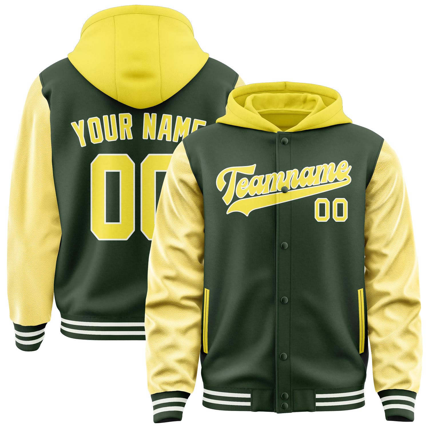 Custom Dark Green Light Yellow Jacket