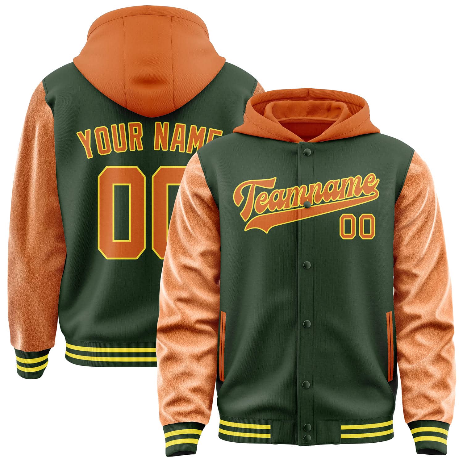 Custom Dark Green Orange Jacket