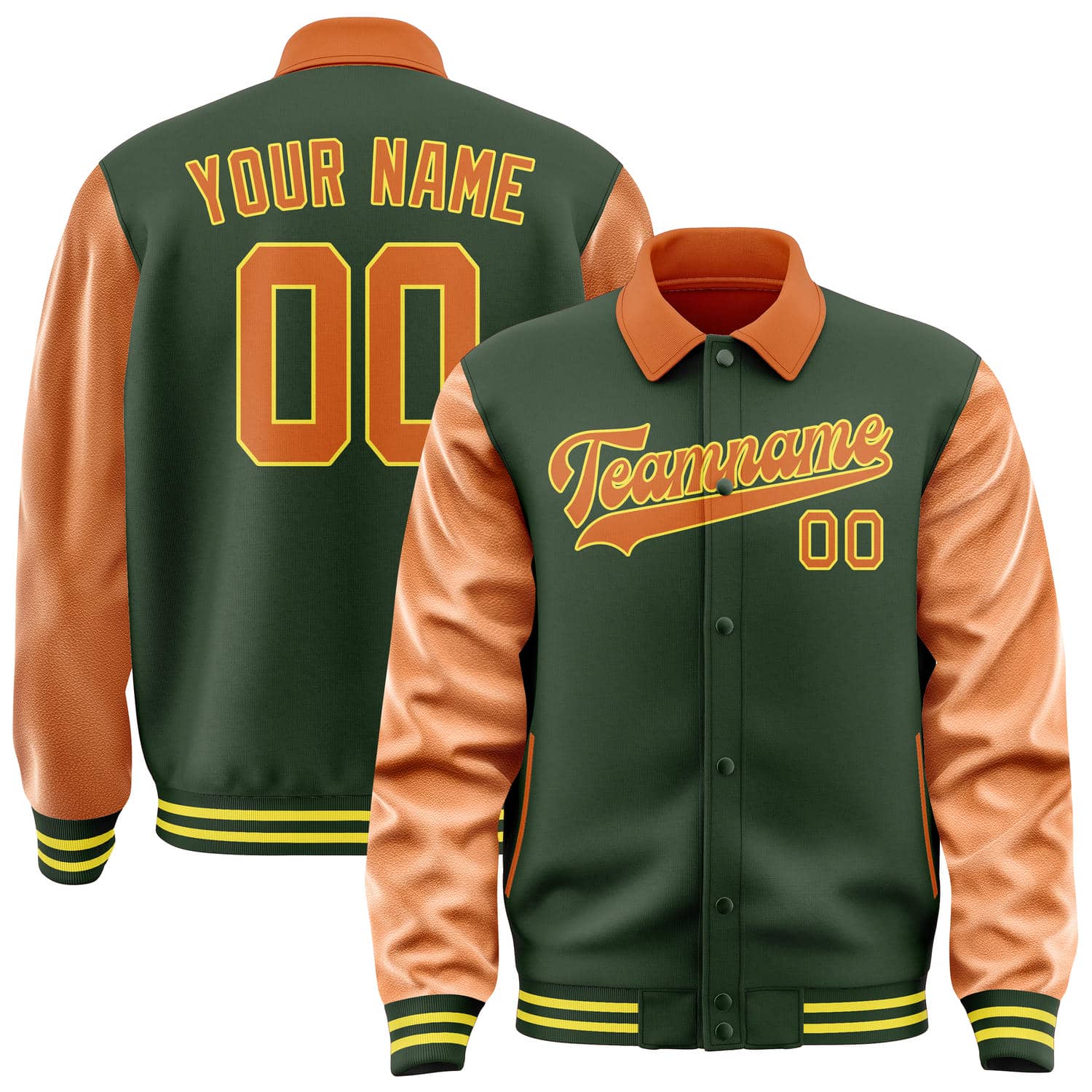 Custom Dark Green Orange Jacket