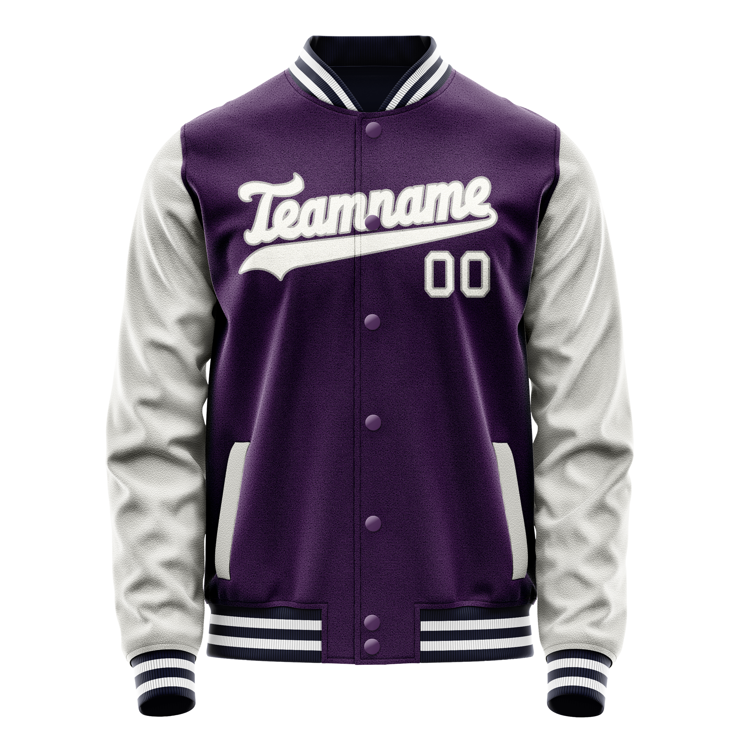 Custom Purple Gray Solid Color Varsity Letterman Jacket JA02240617KZ381