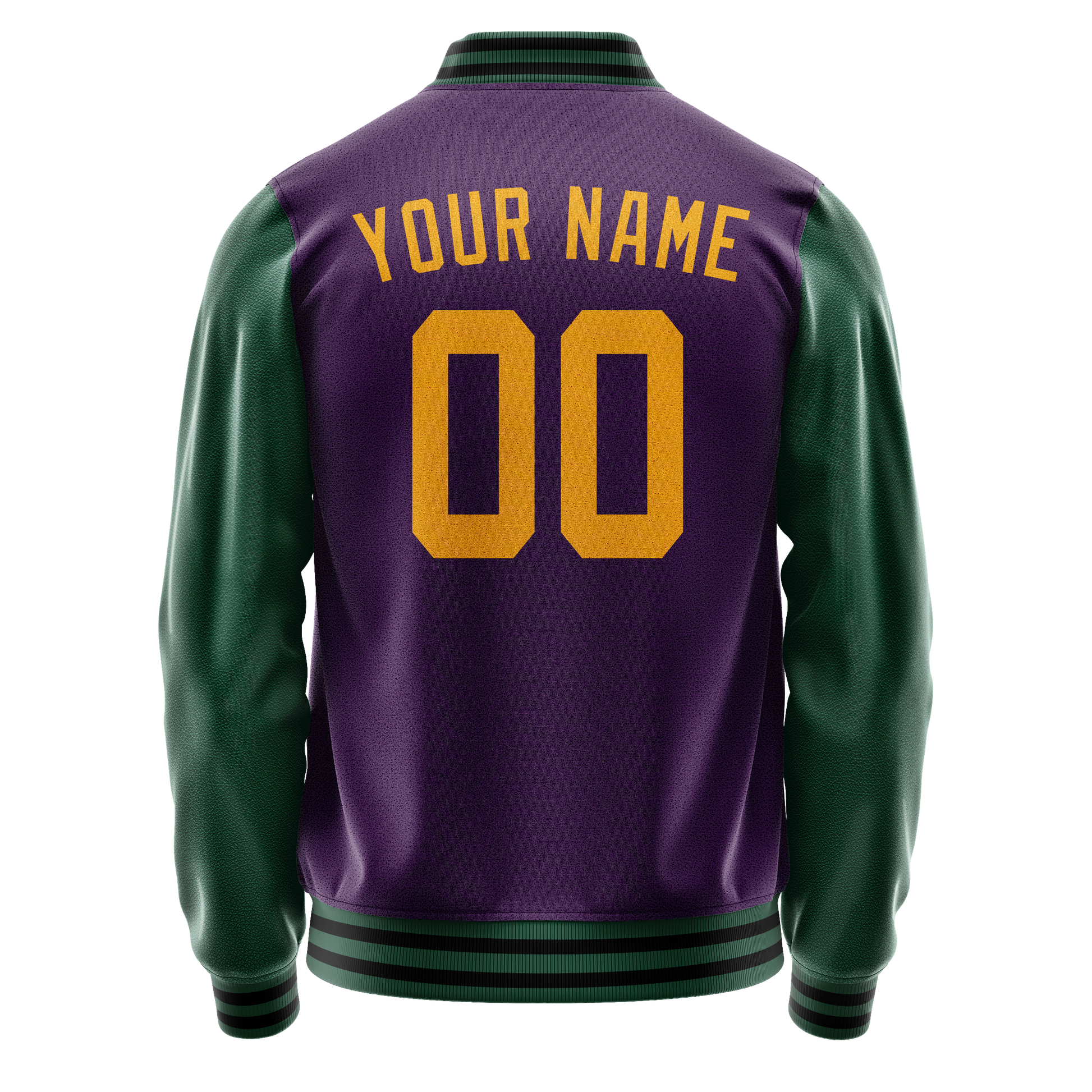 Custom Purple Kelly-Green Solid Color Varsity Letterman Jacket JA02240617KZ356
