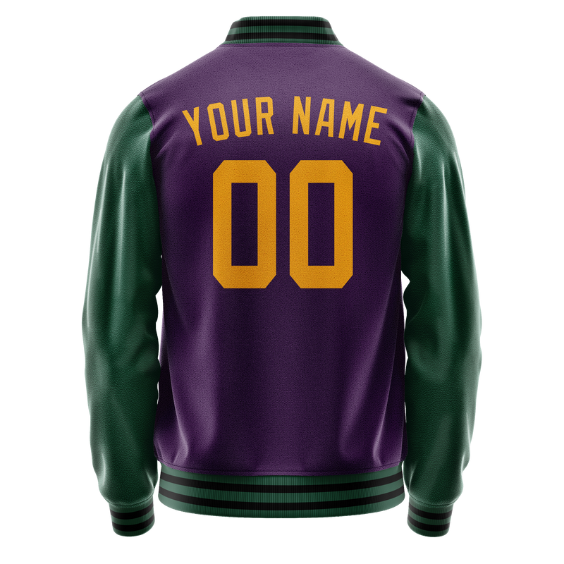 Custom Purple Kelly-Green Solid Color Varsity Letterman Jacket JA02240617KZ356