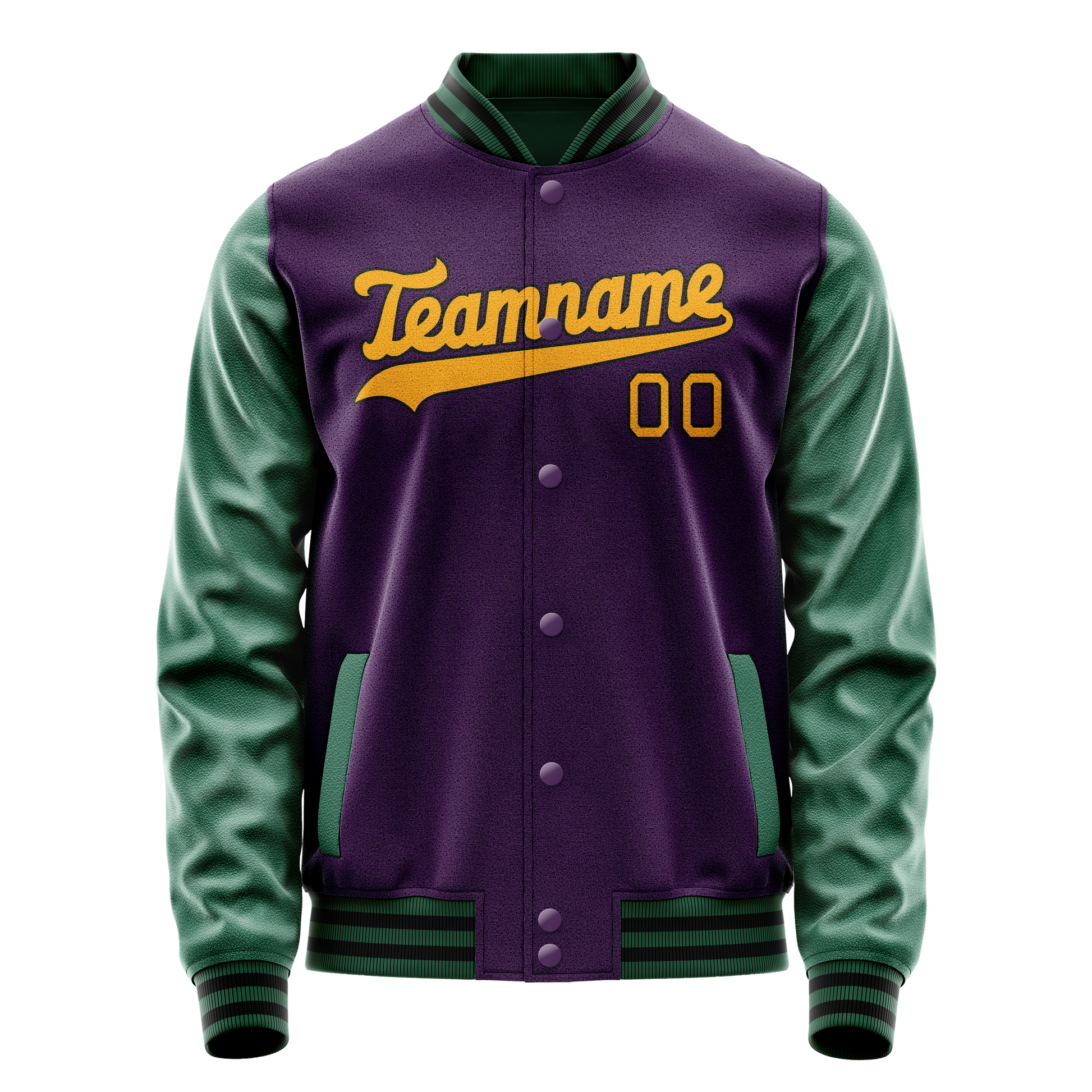 Custom Purple Kelly-Green Solid Color Varsity Letterman Jacket JA02240617KZ367