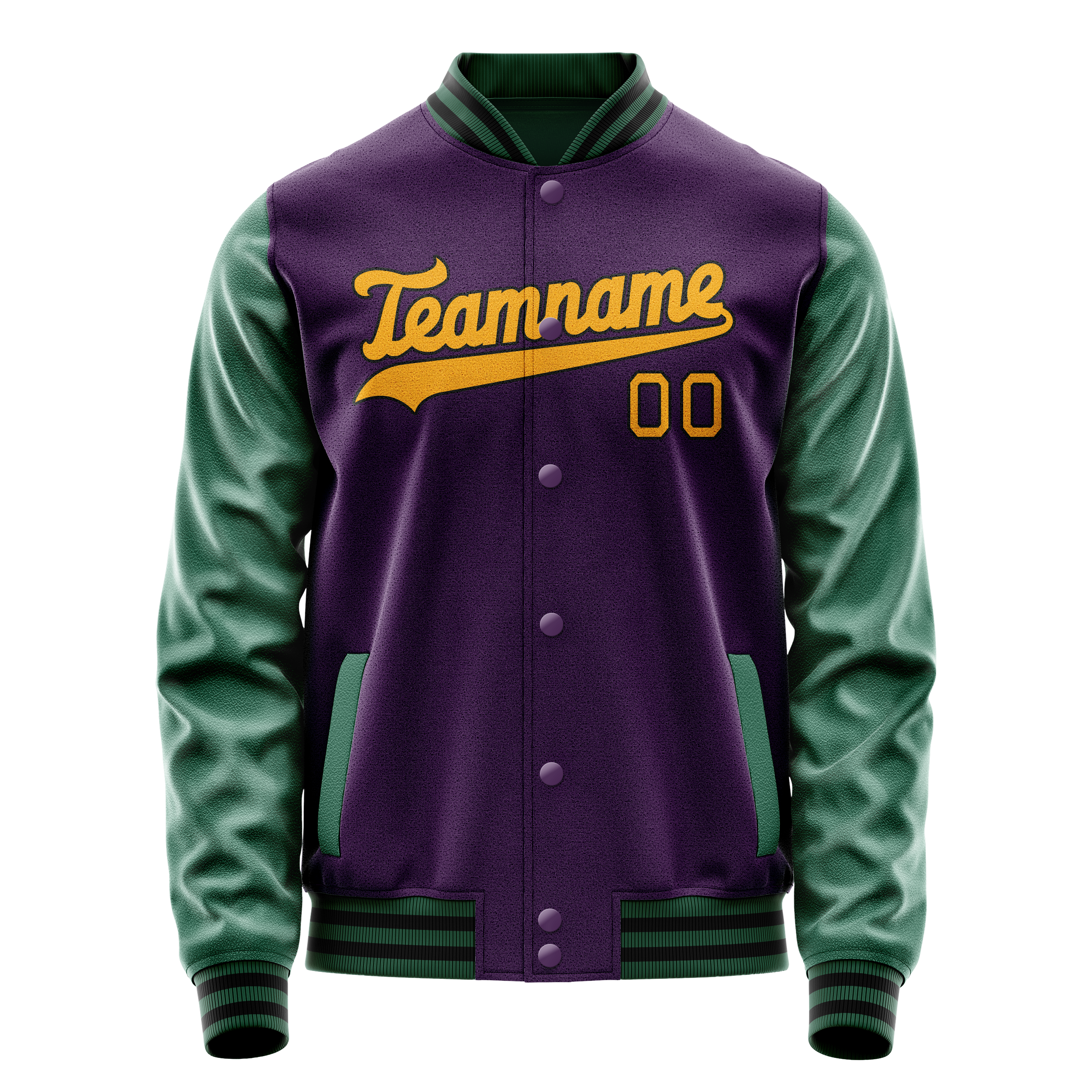 Custom Purple Kelly-Green Solid Color Varsity Letterman Jacket JA02240617KZ367