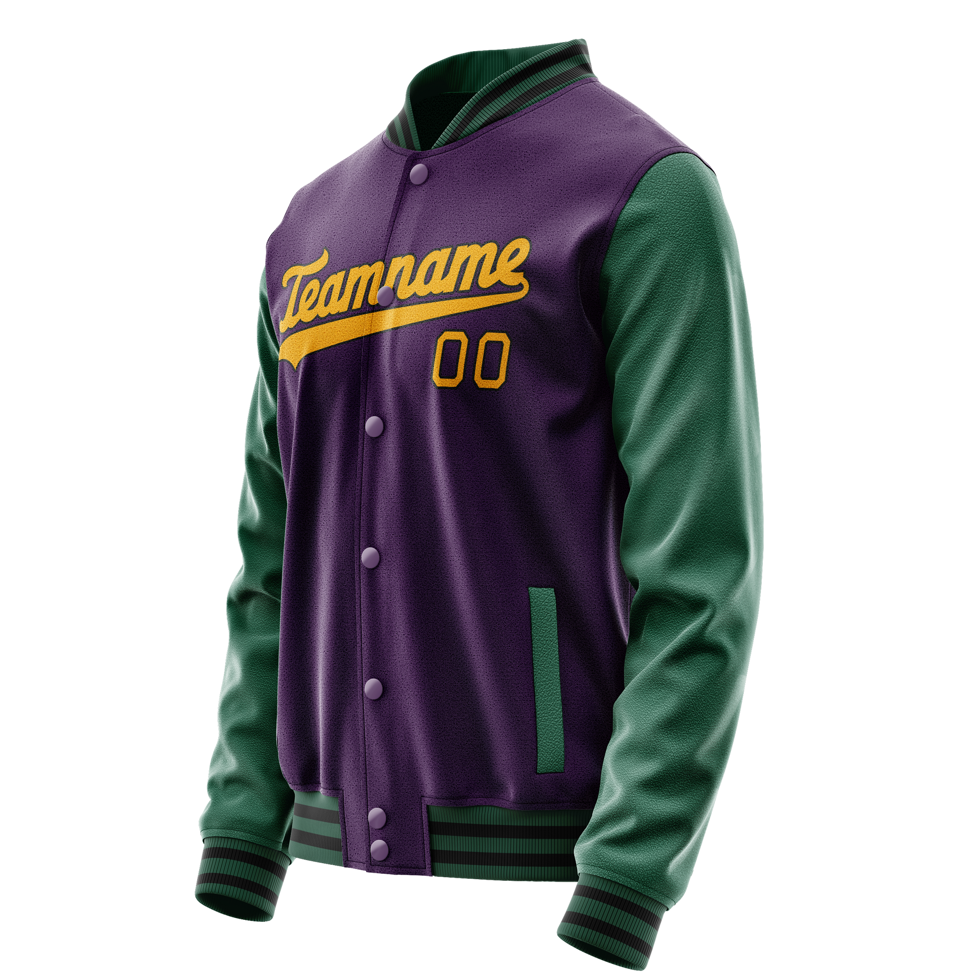 Custom Purple Kelly-Green Solid Color Varsity Letterman Jacket JA02240617KZ367