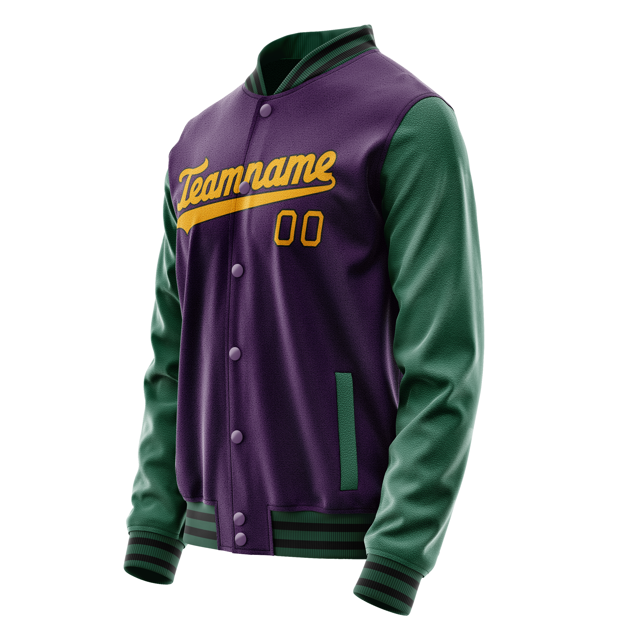 Custom Purple Kelly-Green Solid Color Varsity Letterman Jacket JA02240617KZ367