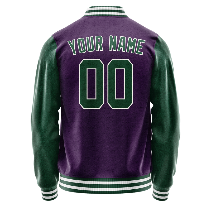 Custom Purple Kelly-Green Solid Color Varsity Letterman Jacket JA02240617KZ379