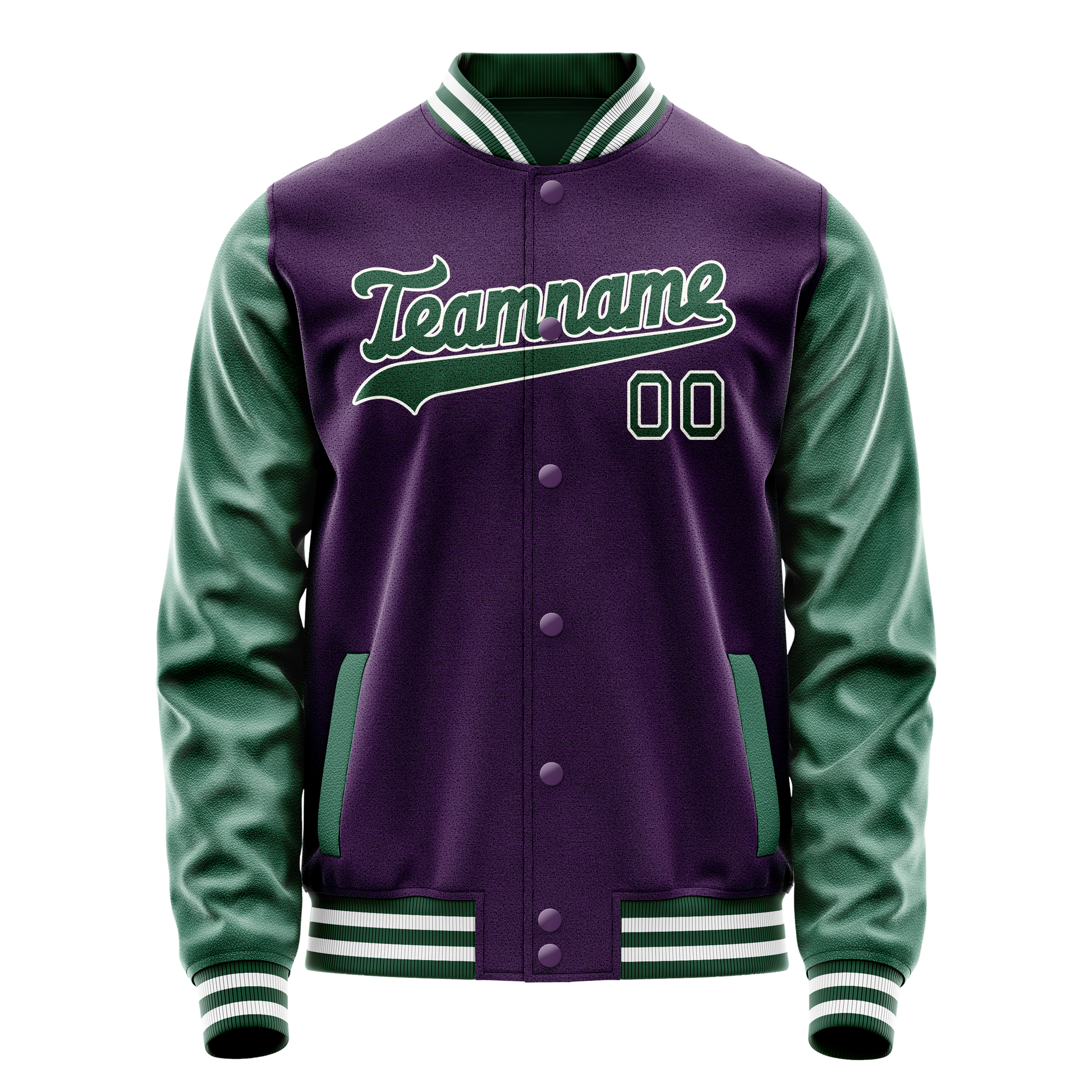 Custom Purple Kelly-Green Solid Color Varsity Letterman Jacket JA02240617KZ379